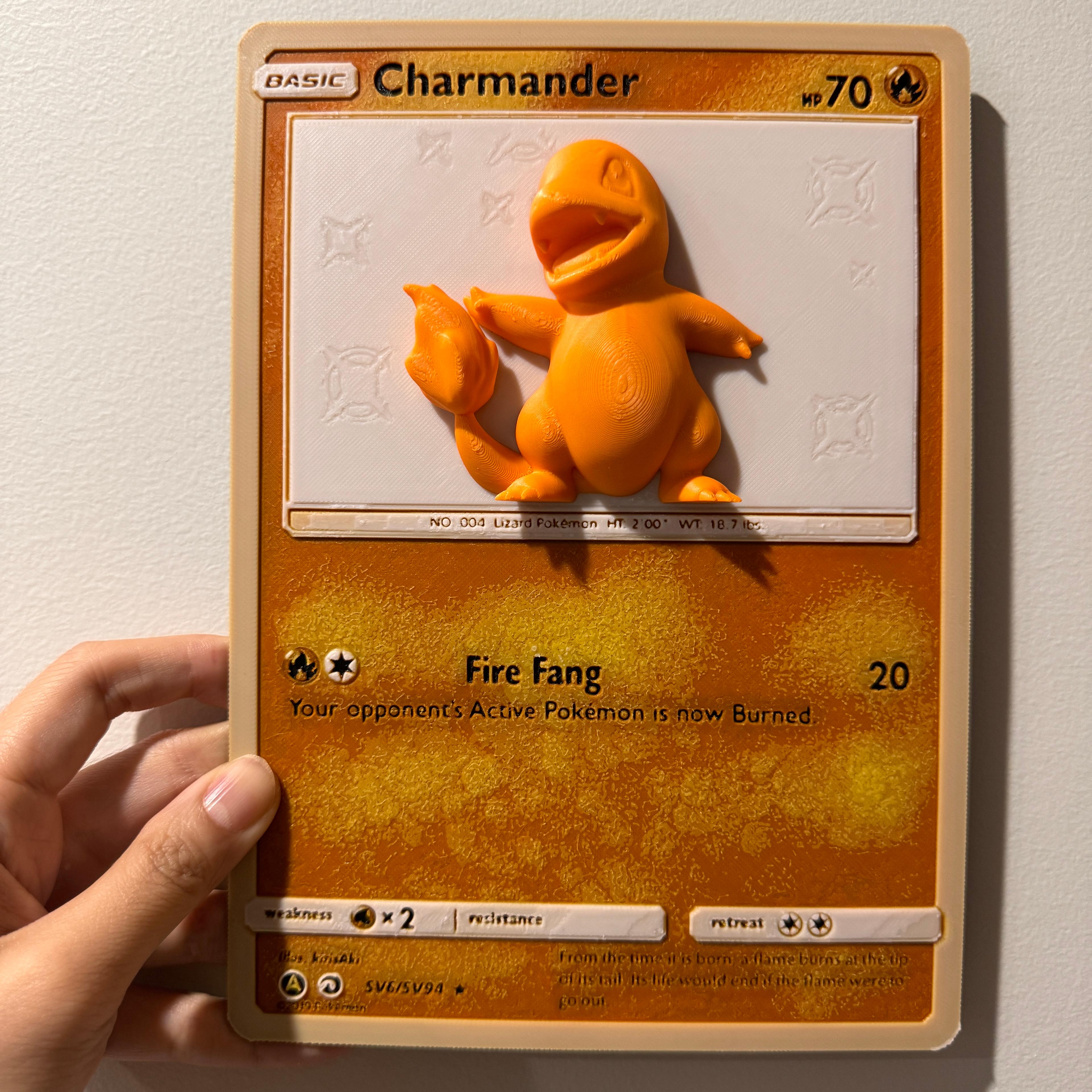 Oversized Charmander Pokemon Card - Hueforge Hybrid 3d model