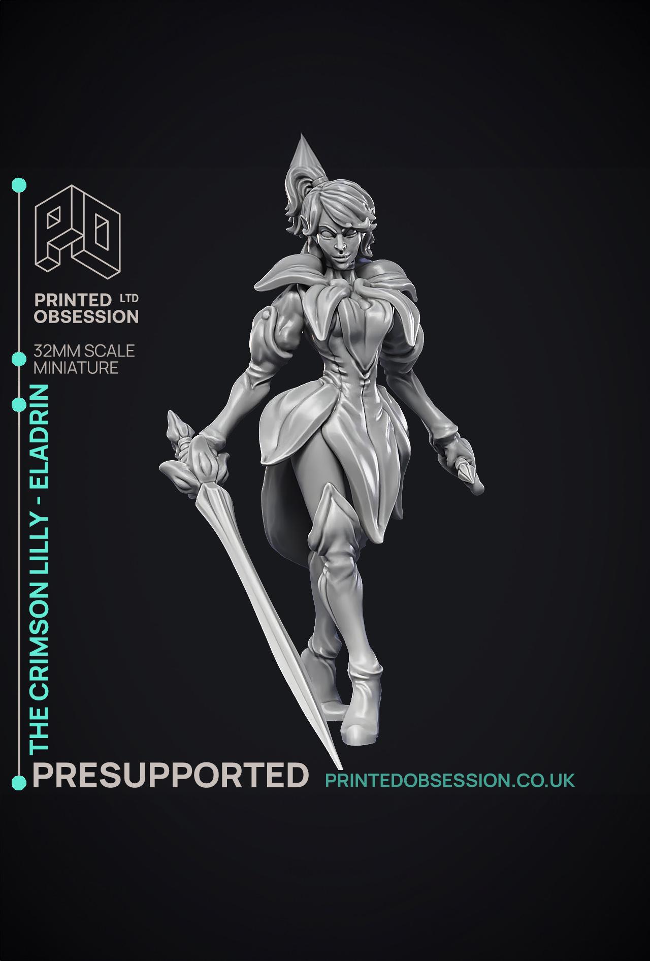 Crimson Lilly - Eladrin - PRESUPPORTED - 32mm scale  3d model