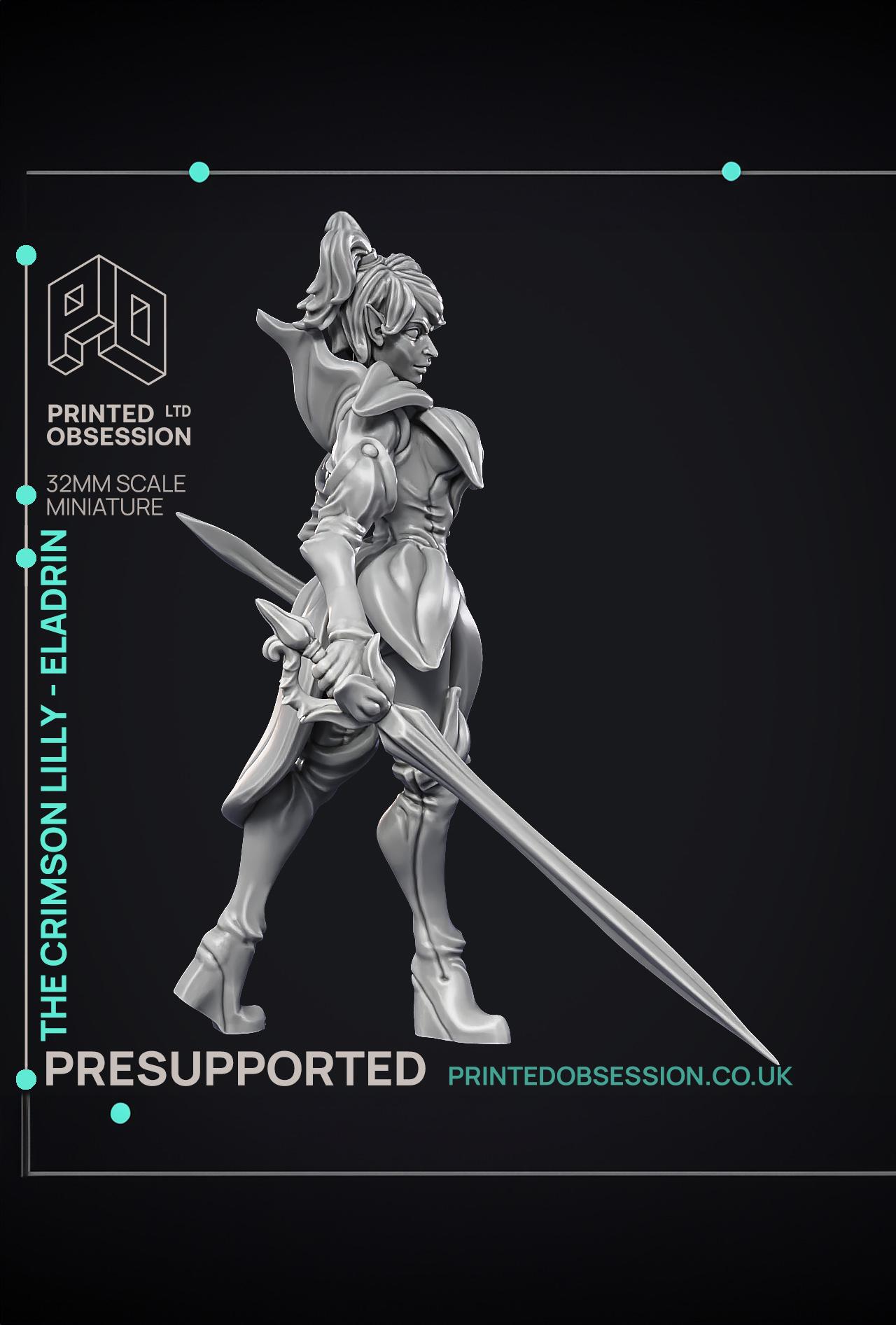 Crimson Lilly - Eladrin - PRESUPPORTED - 32mm scale  3d model