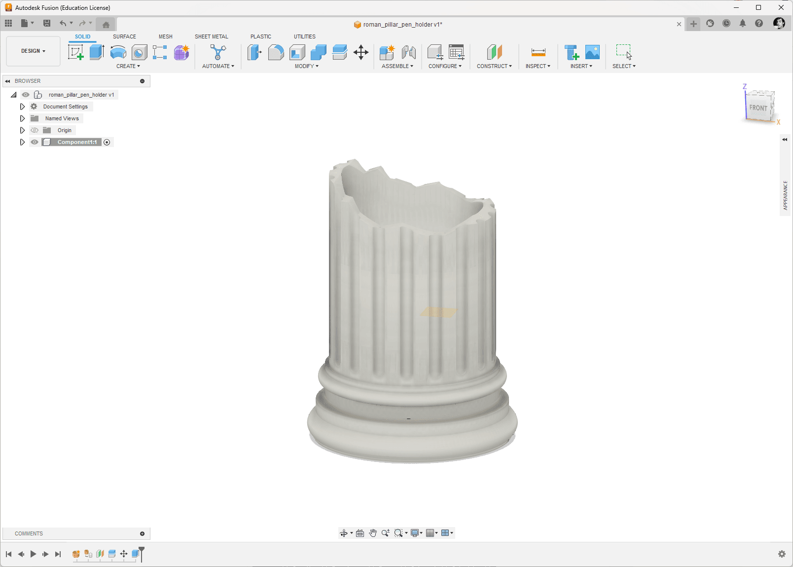Pen holder roman pillar (remix) 3d model