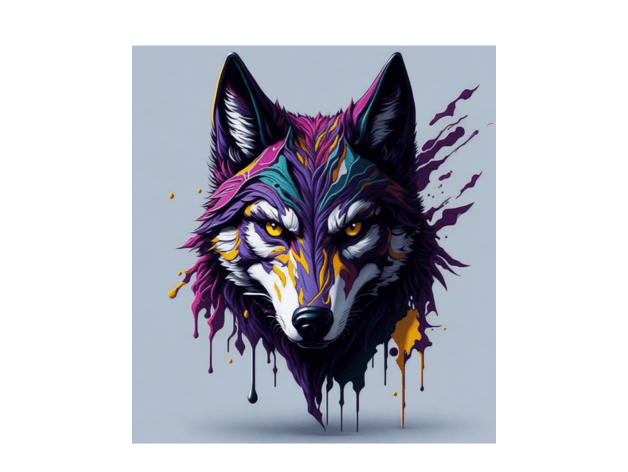 Wolf in Drip Style - Hueforge Print 3d model
