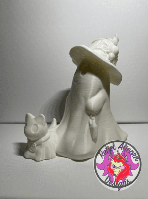 Witch Ghost Walking a Cat 3d model