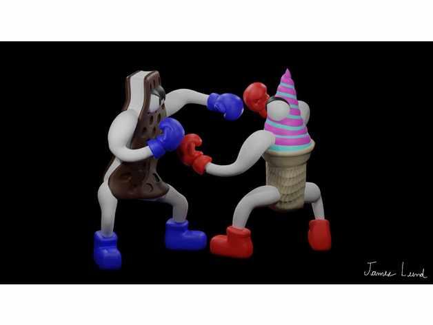 Ice Cream Boxing: Sandwich VS. Cone 3d model