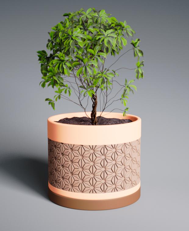 Planter Pot Asanoha with Straight Base 3d model