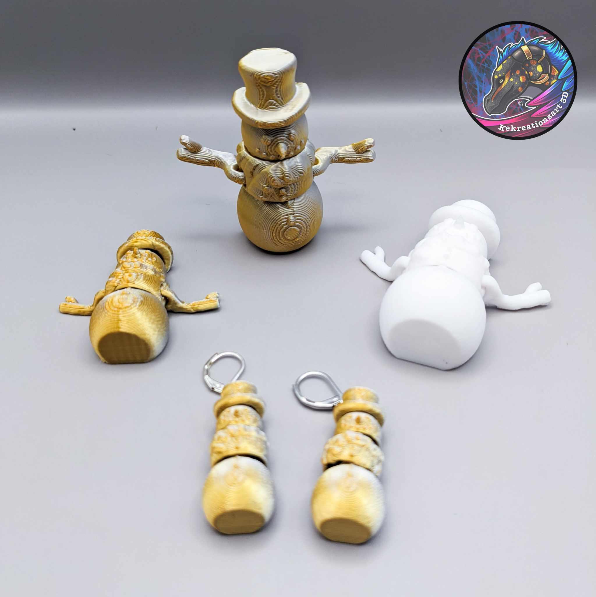 Flexi Snowman Keychain + Earrings 3d model