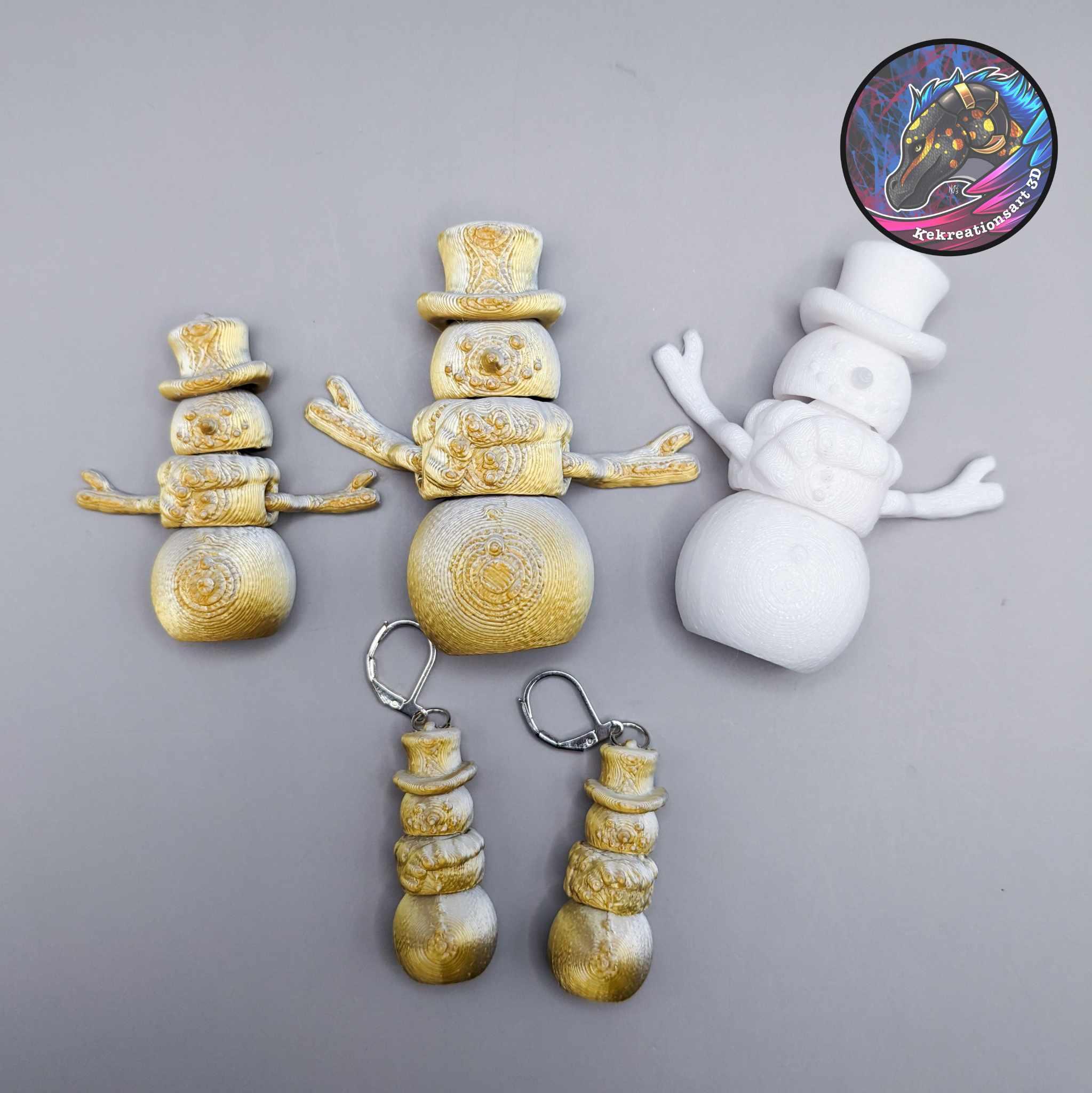 Flexi Snowman Keychain + Earrings 3d model