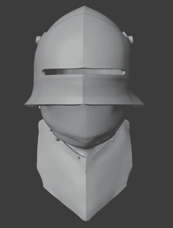 German Sallet Helmet with Bevor 3d model