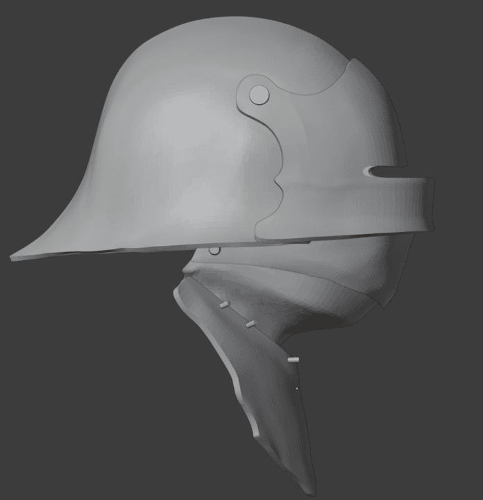 German Sallet Helmet with Bevor 3d model