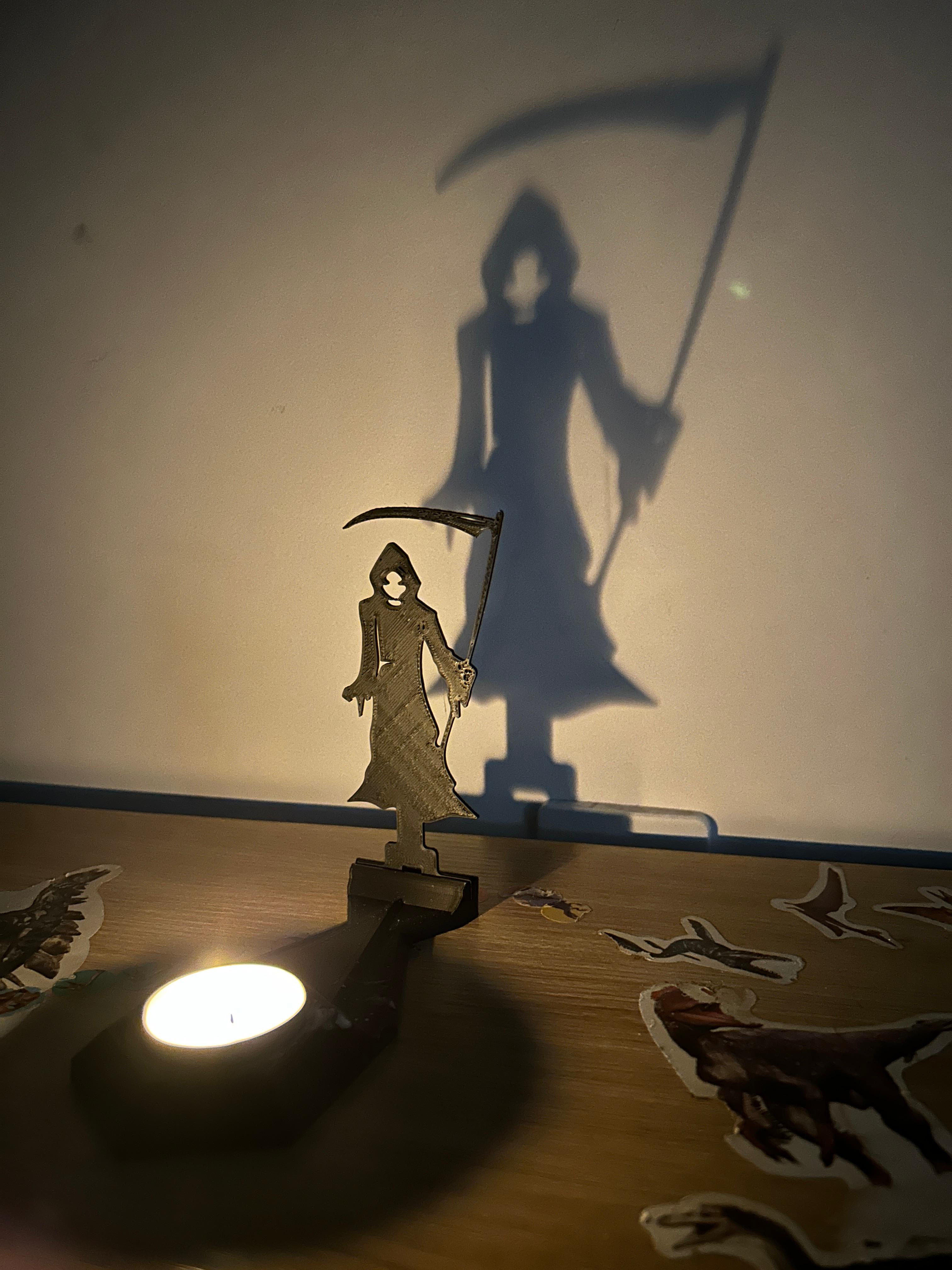 Hallloween shadow candle witch, cat, ... 3d model