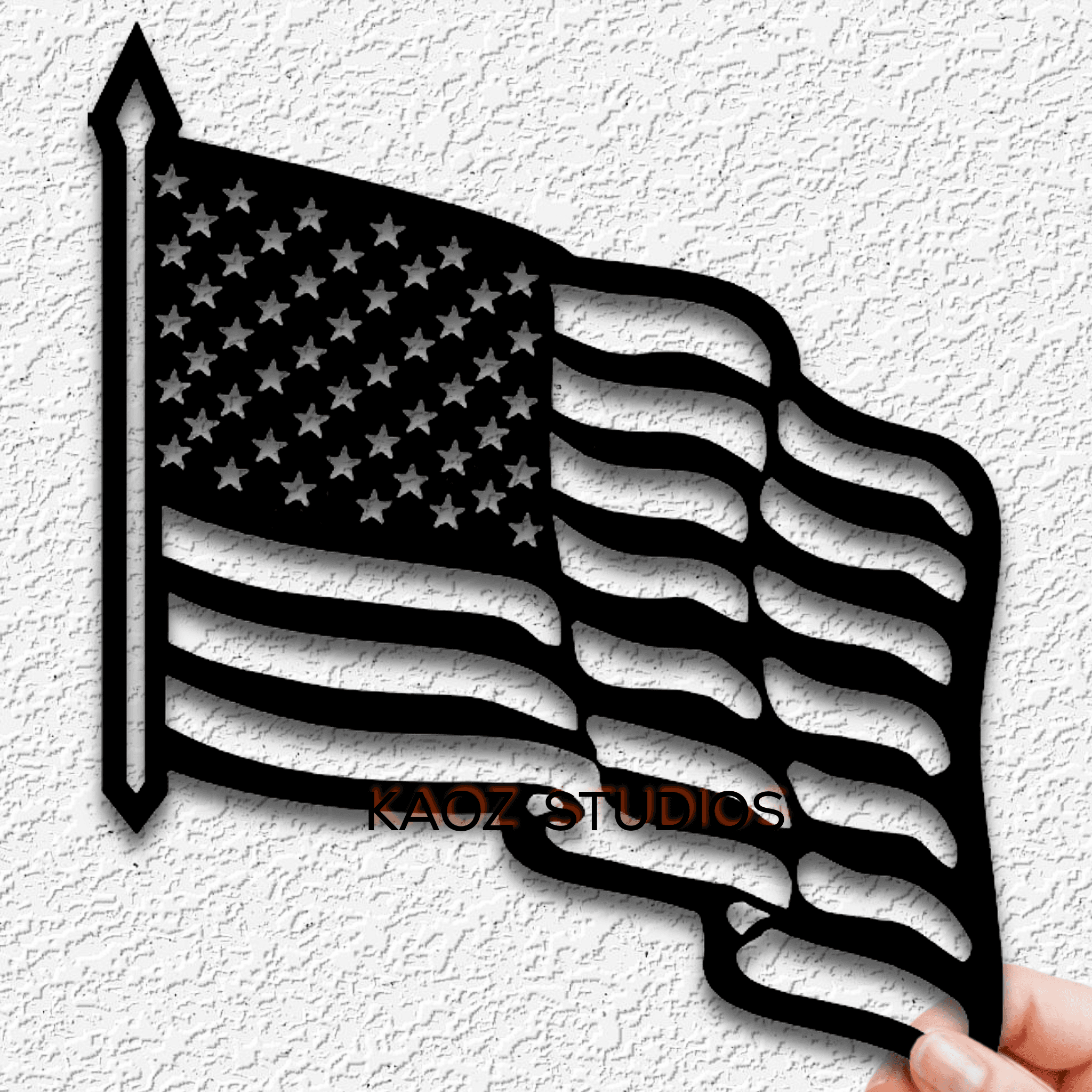 american flag wall art 4th of July decoration usa waving flag decor 3d model