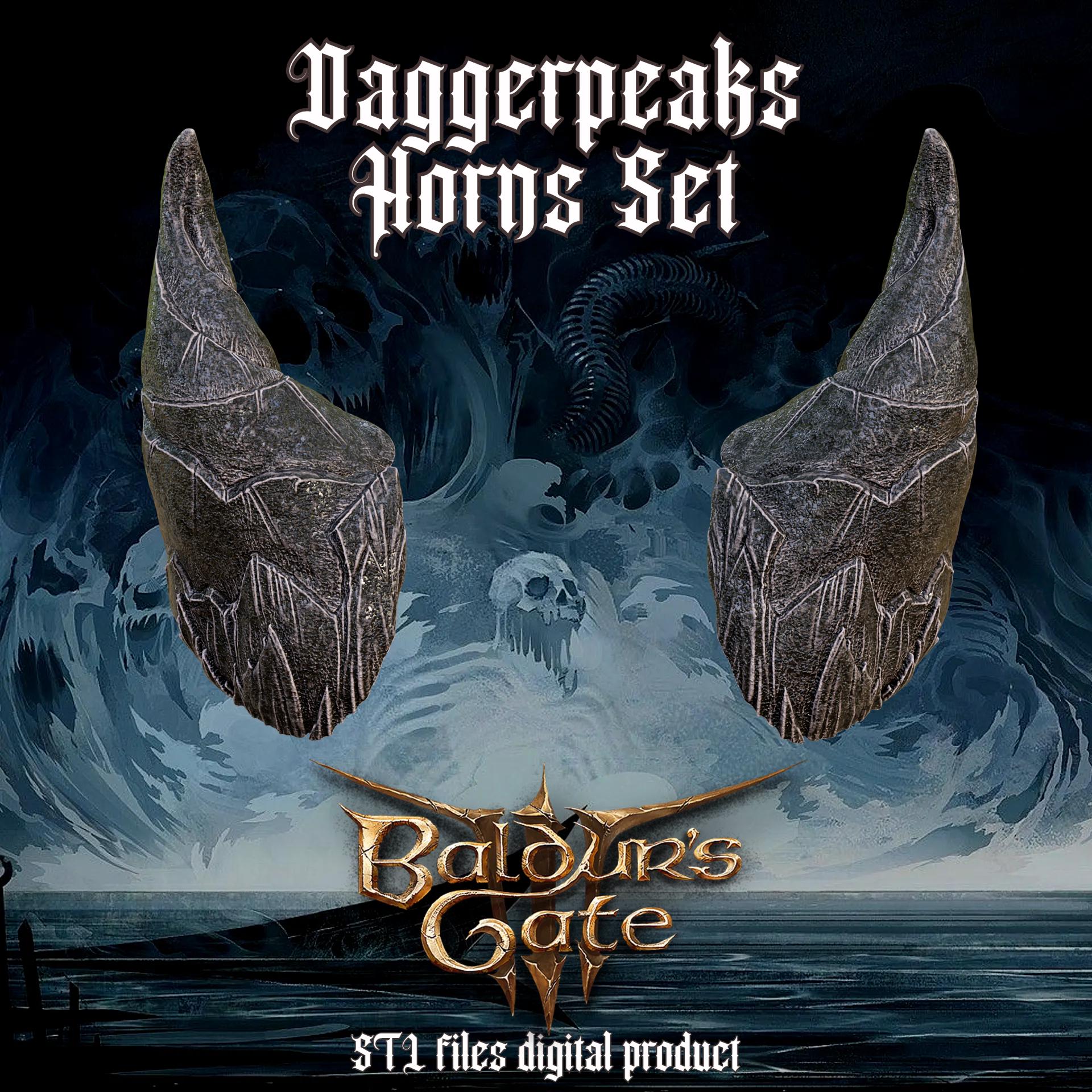 FANTASY DAGGERPEAKS HORNS SET BALDURS GATE 3 3d model