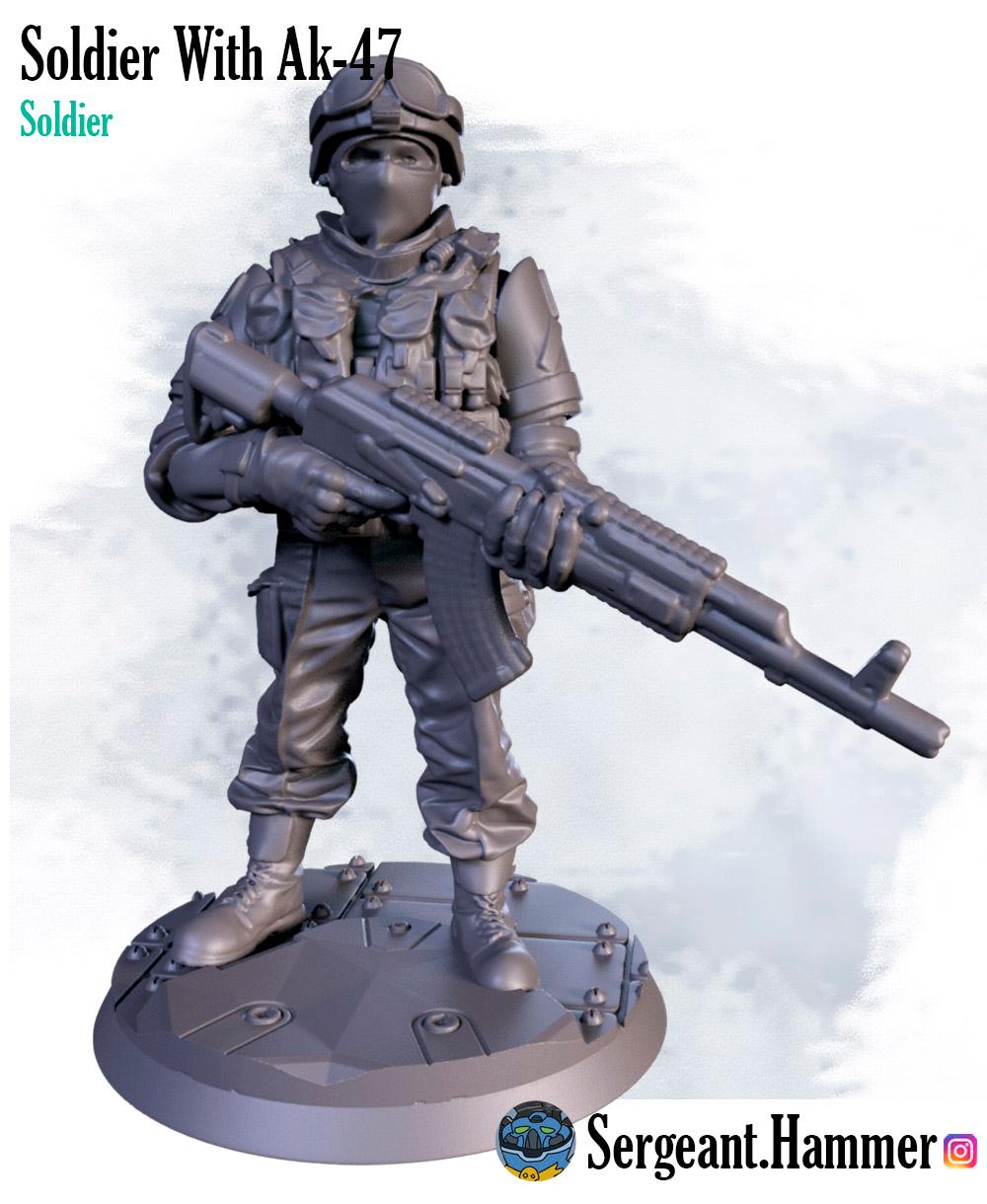 Soldier with Ak - 47 3d model