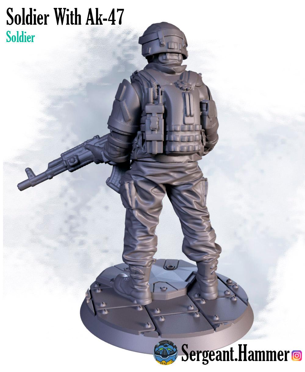 Soldier with Ak - 47 3d model