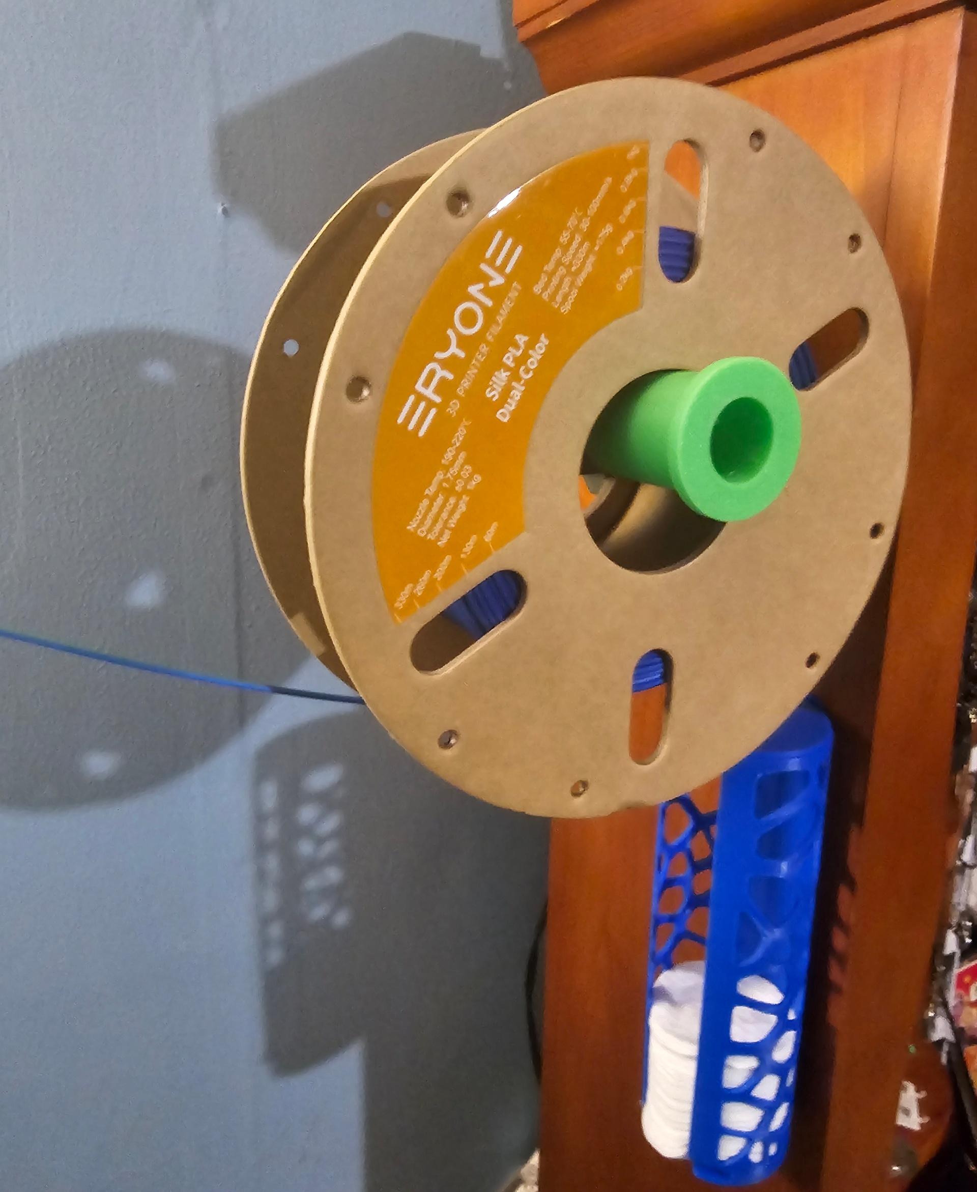 Wall Mounted Dual Filament Holder - With spool loaded - 3d model