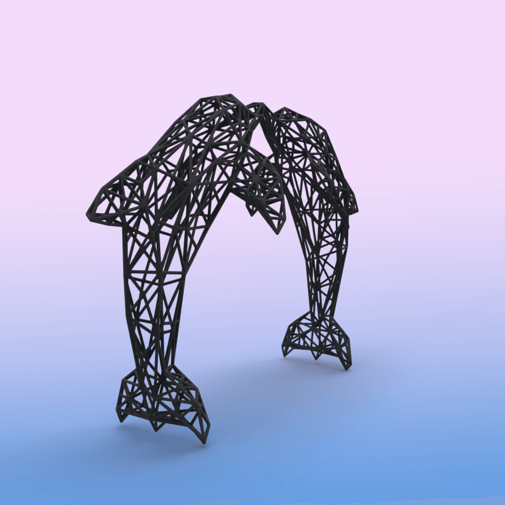 KISSING DOLPHINS WIRE GRID SCULPTURE 🌊 3d model