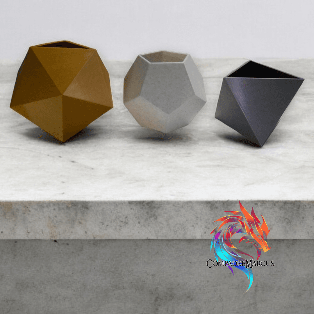 Planter dice polyhedron / Set of 3 / Easy print 3d model