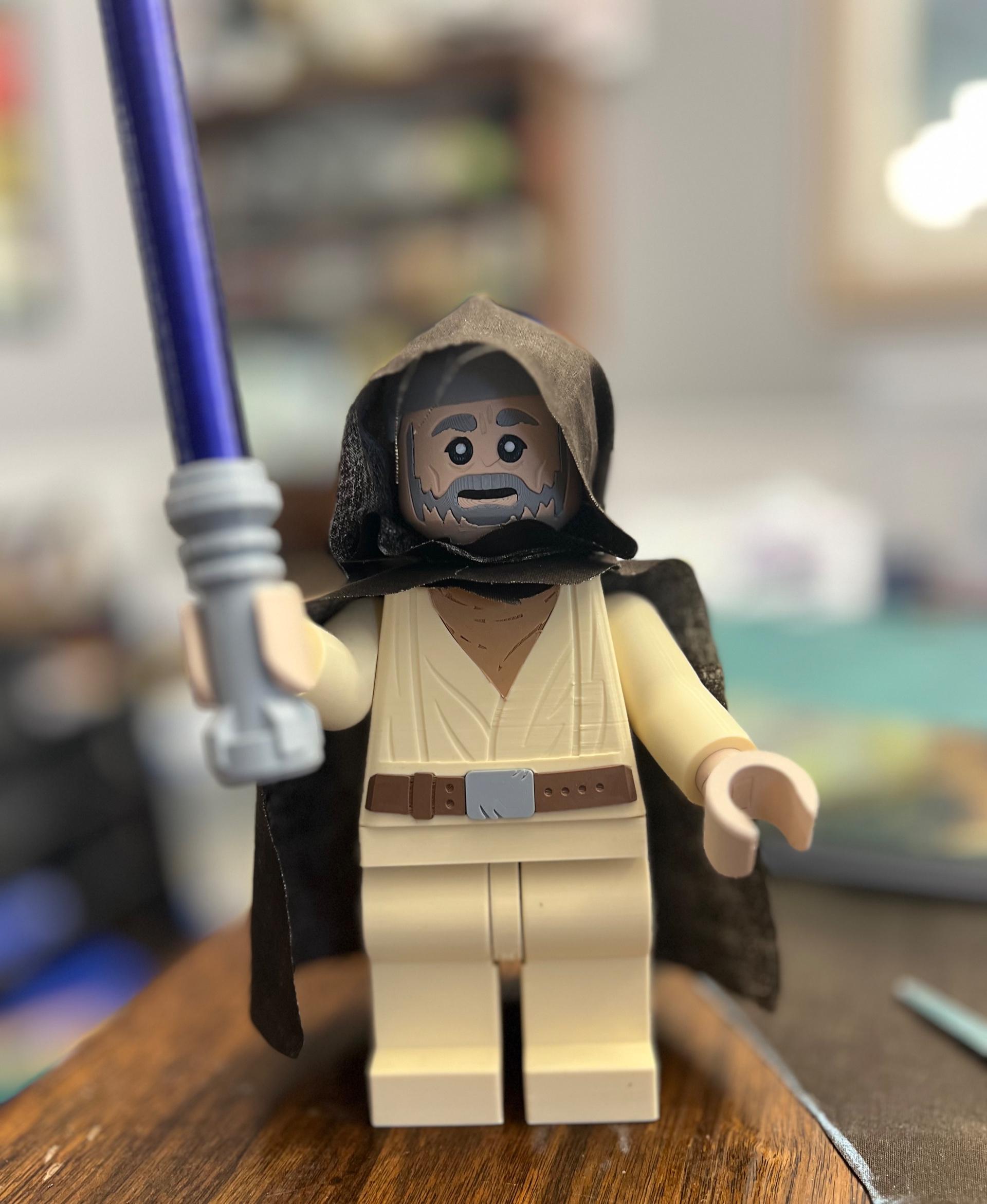 Obi-Wan Kenobi (6:1 LEGO-inspired brick figure, NO MMU/AMS, NO supports, NO glue) 3d model
