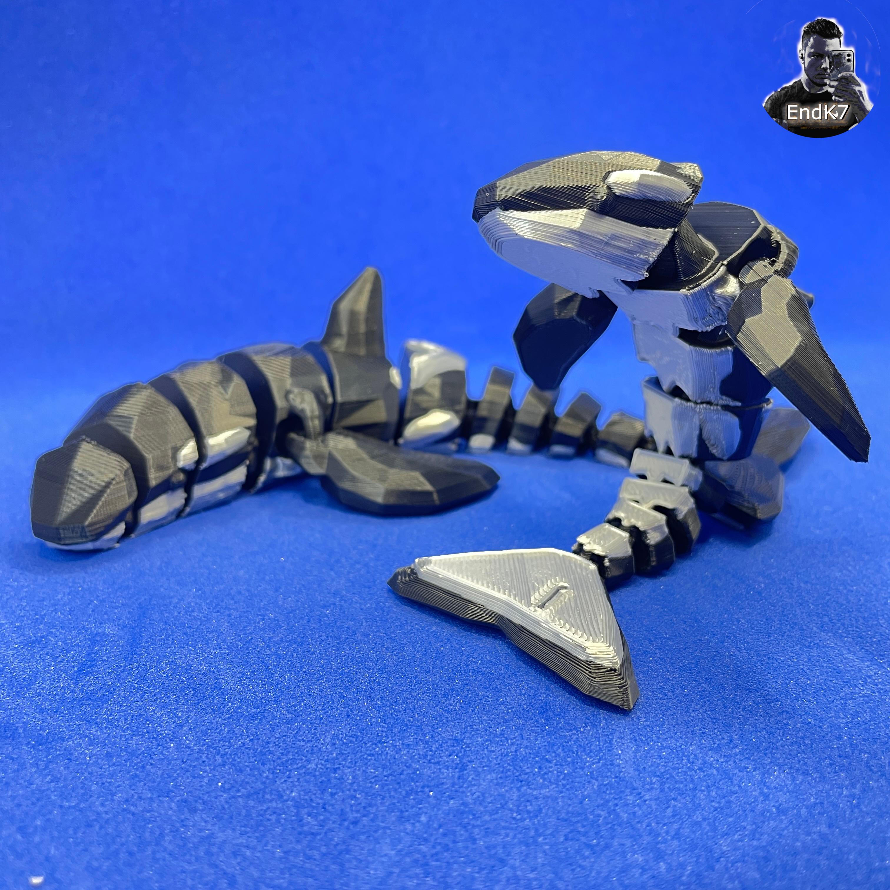 Flexi Orca Whale - Low Poly - Articulated - Print in Place - No Supports  3d model