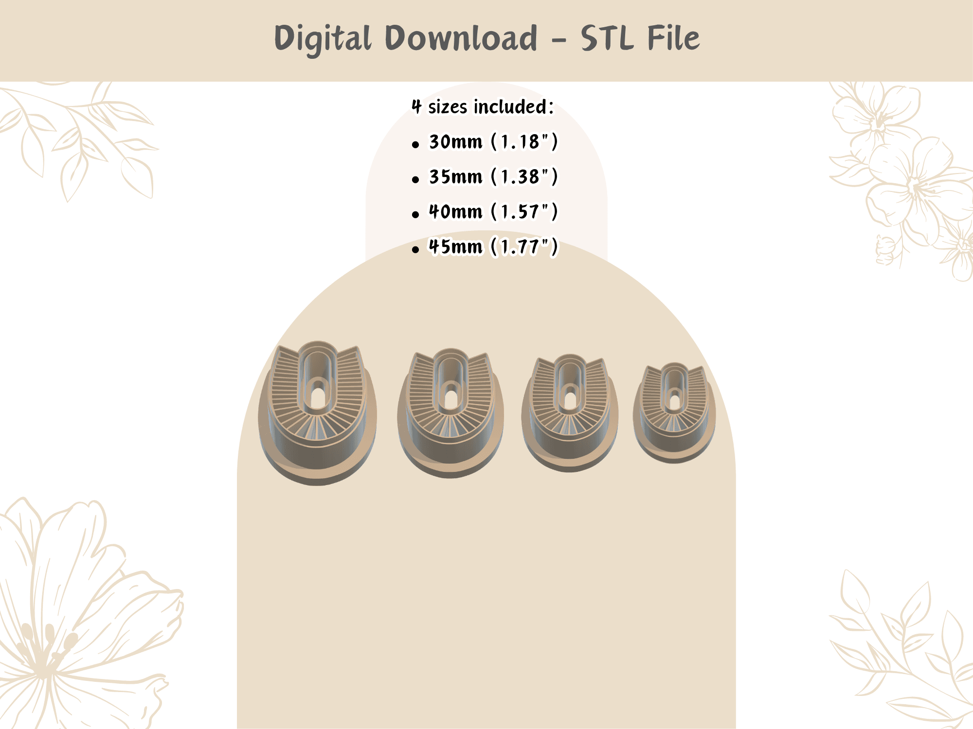 Tribal Style 8 Clay Cutter for Polymer Clay | Digital STL File | Clay Tools | 4 Sizes Summer Clay Cu 3d model