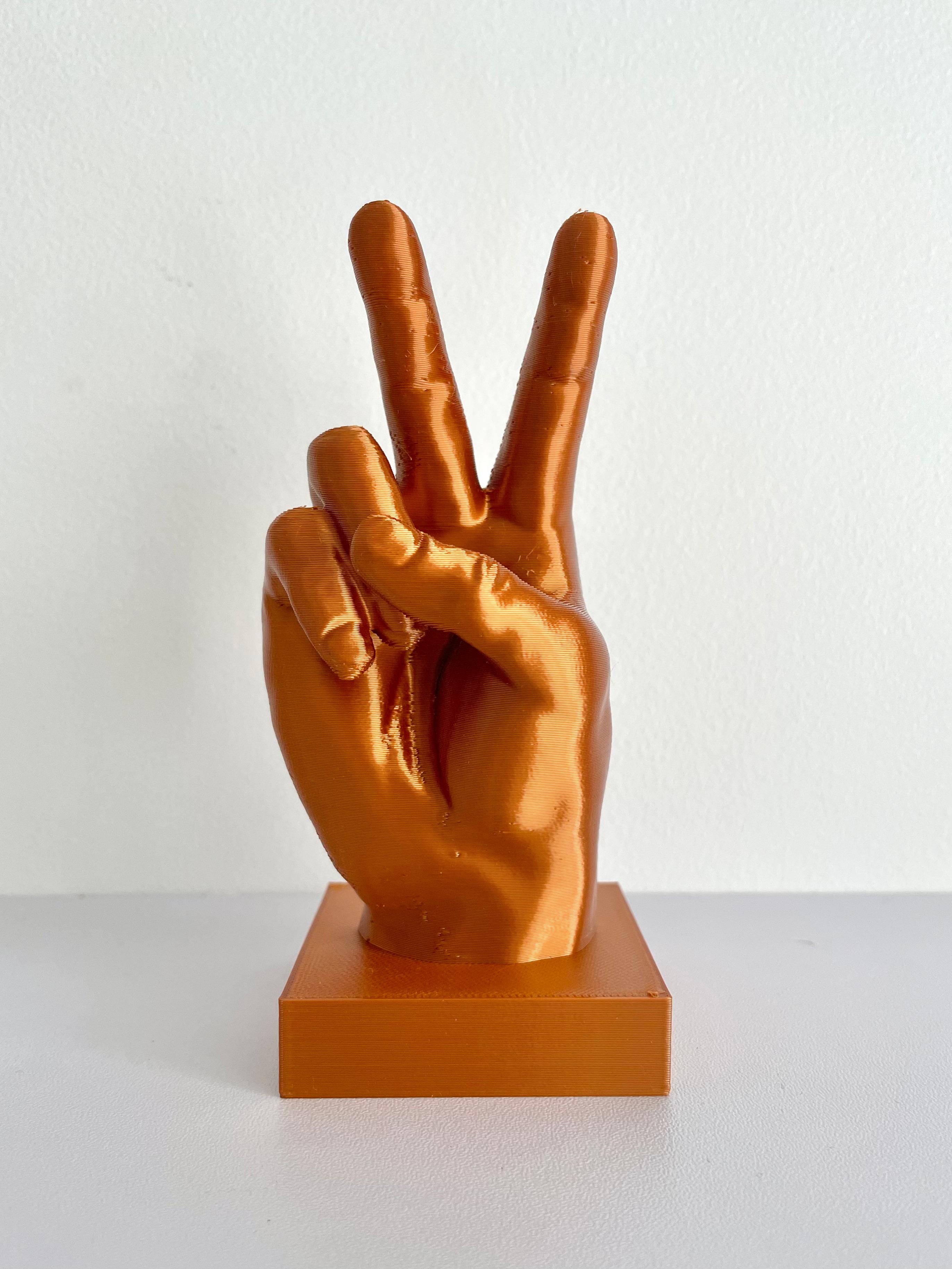 Hand Peace Sign Sculpture 3d model