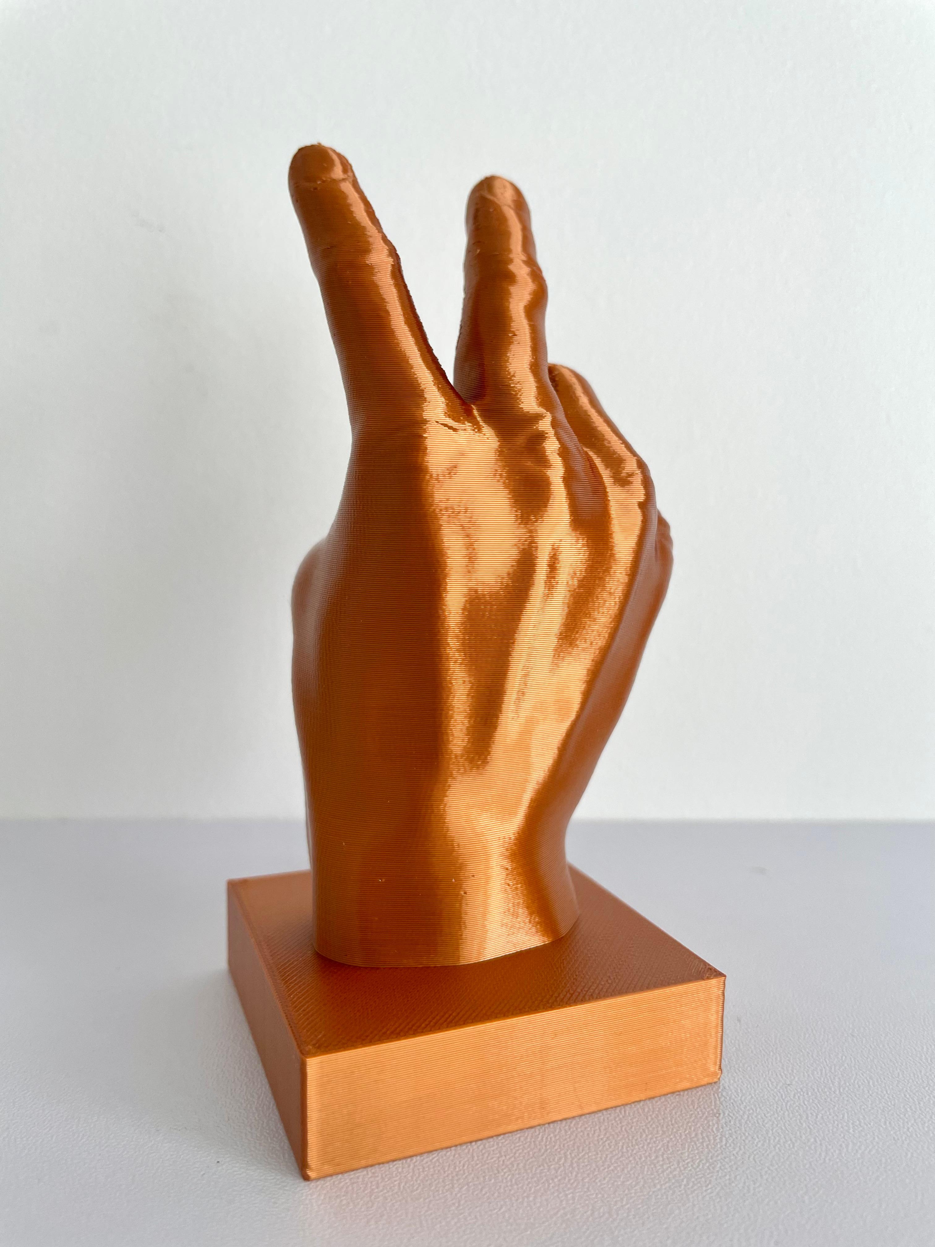 Hand Peace Sign Sculpture 3d model