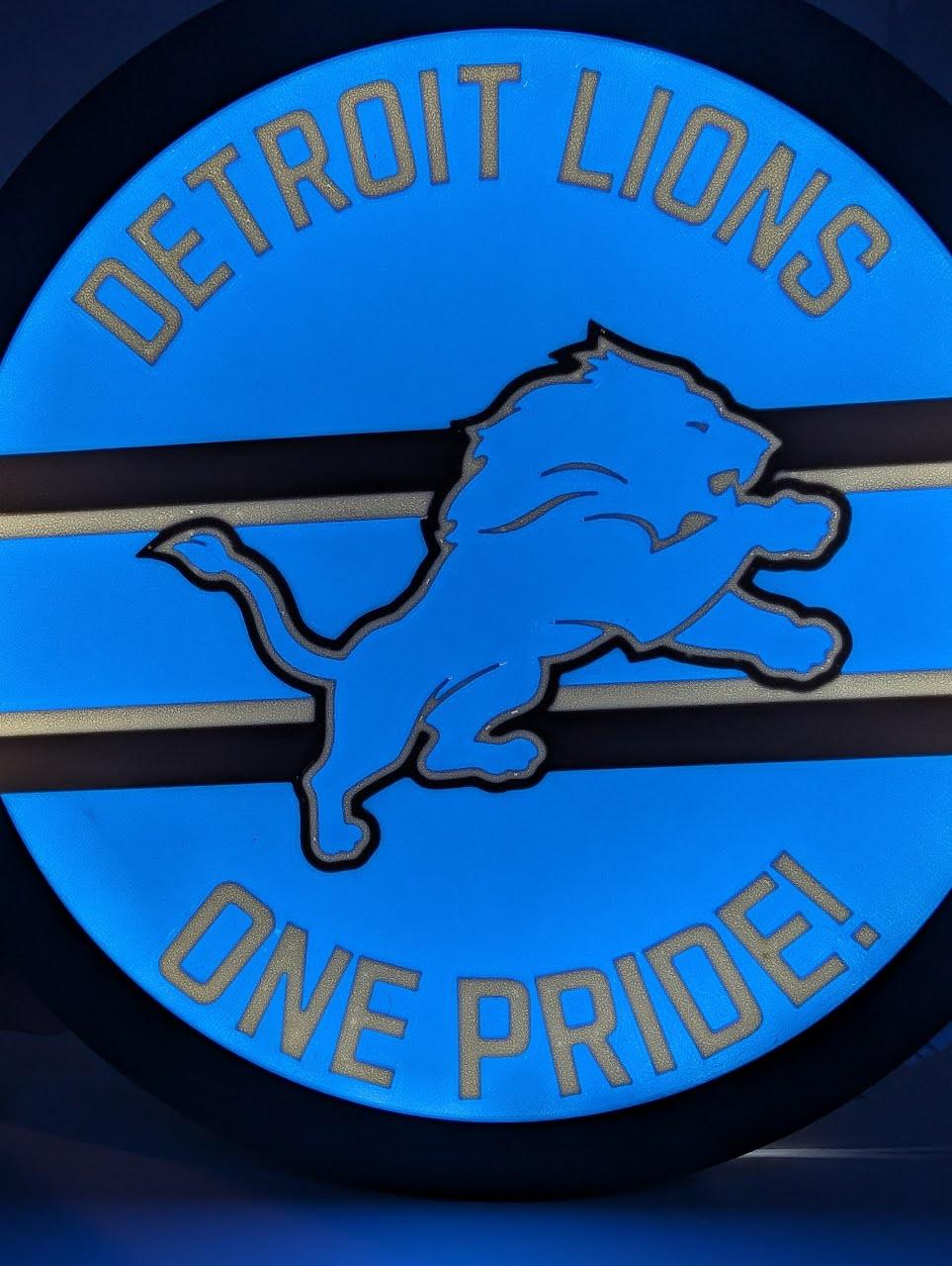 Detroit Lions Round Light Box 3d model