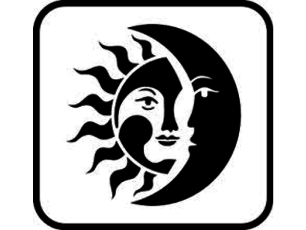 Sun and moon silhouette logo 3d model