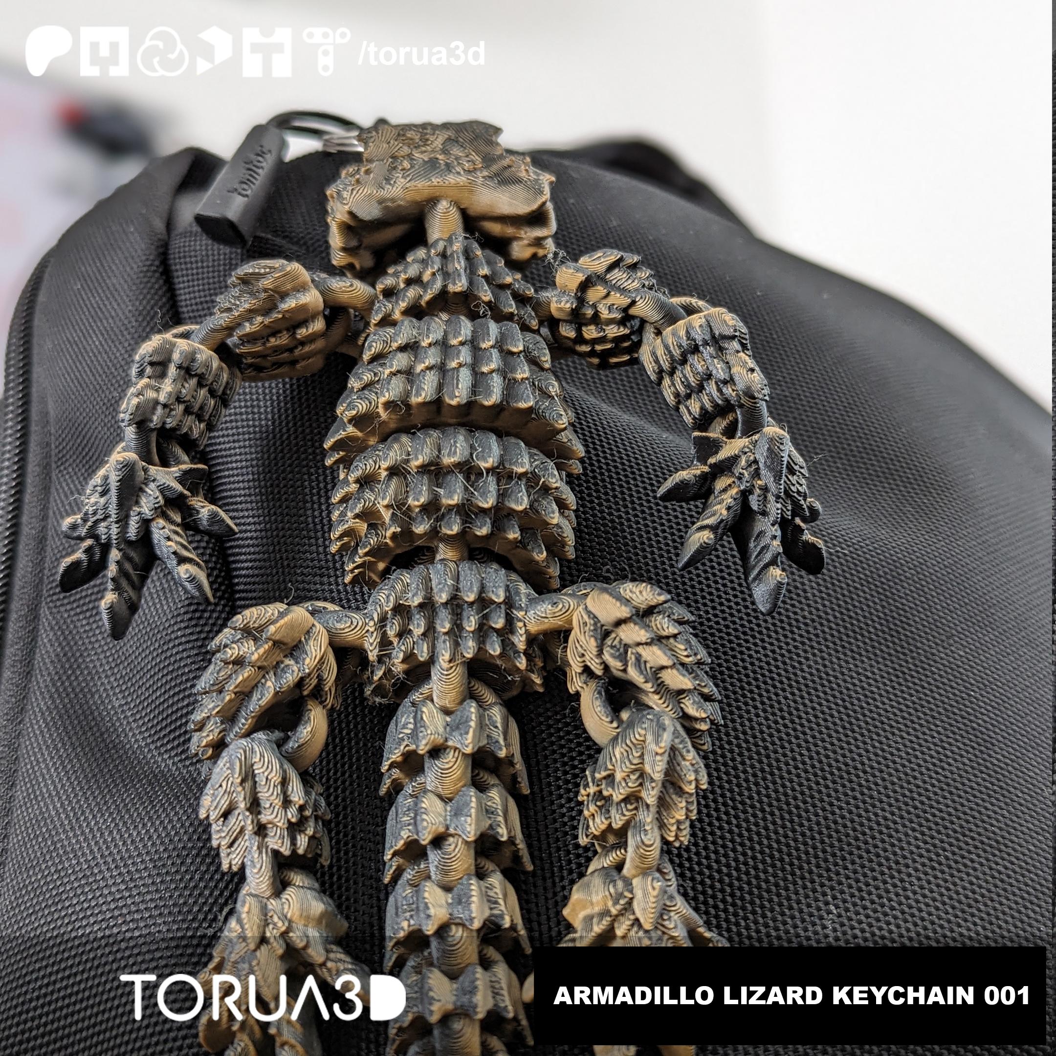 ARMADILLO LIZARD KEYCHAIN 001 - Articulated - Print in place - STL File 3d model