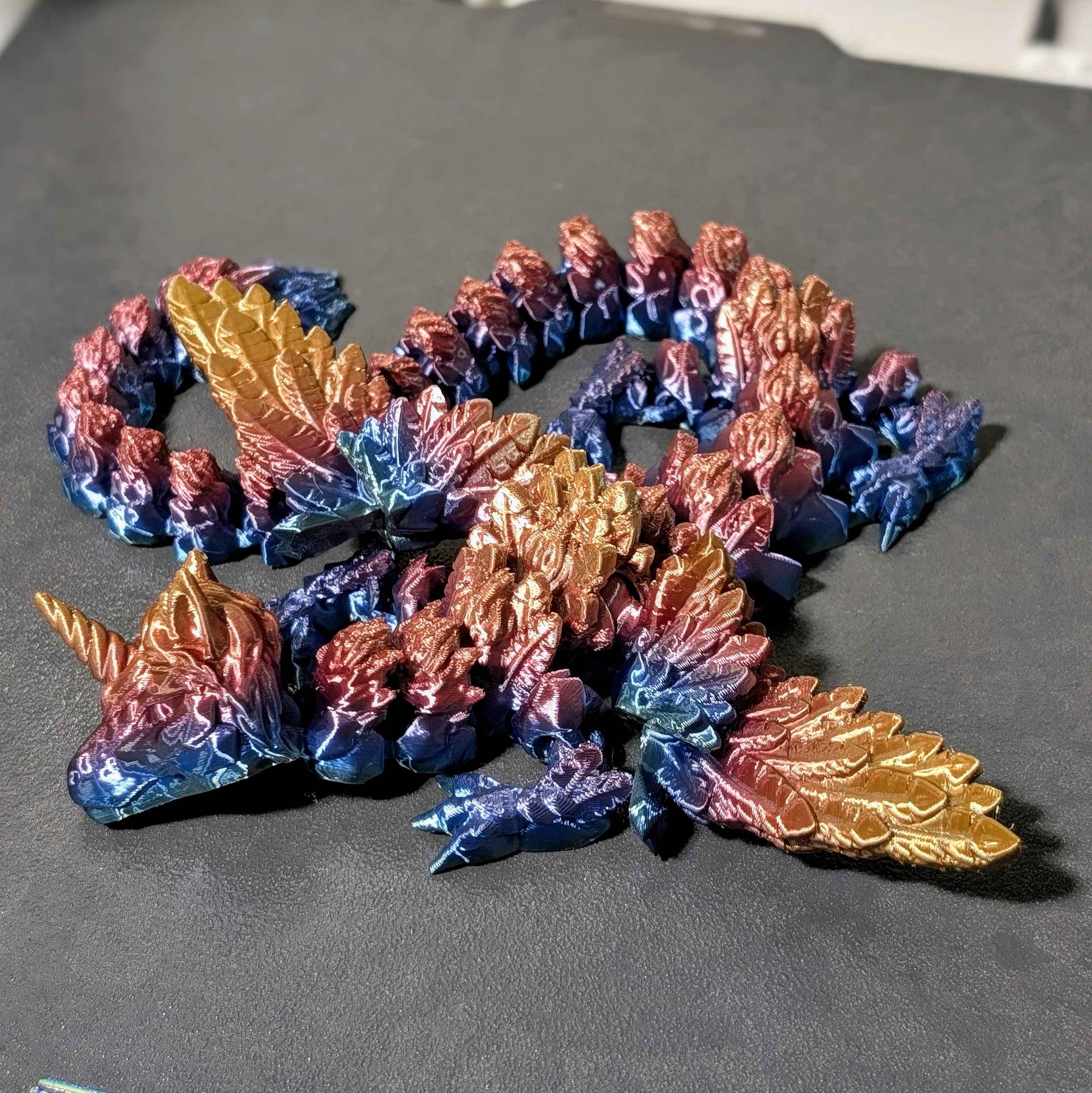 Alicorn Dragon - Printed in IMEAI Rainbow Silk, Slowed it way down to really get it shiny - 3d model