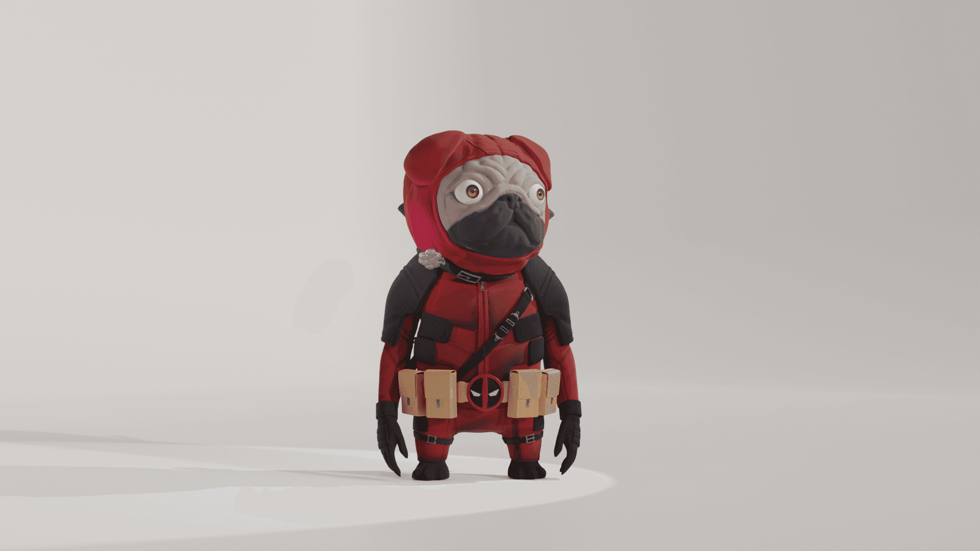 Pug Cosplay Deadpool - Cute Pug  3d model