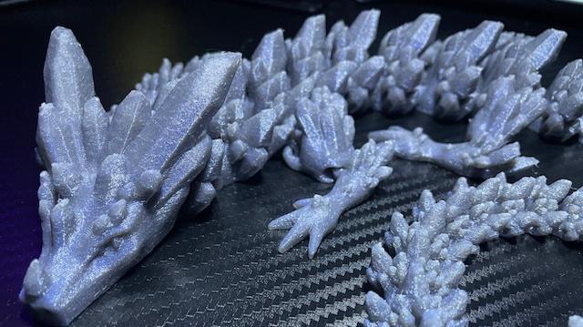 Crystal Dragon - Articulated Dragon - printed in Atomic Galactic Blue PETG - 3d model