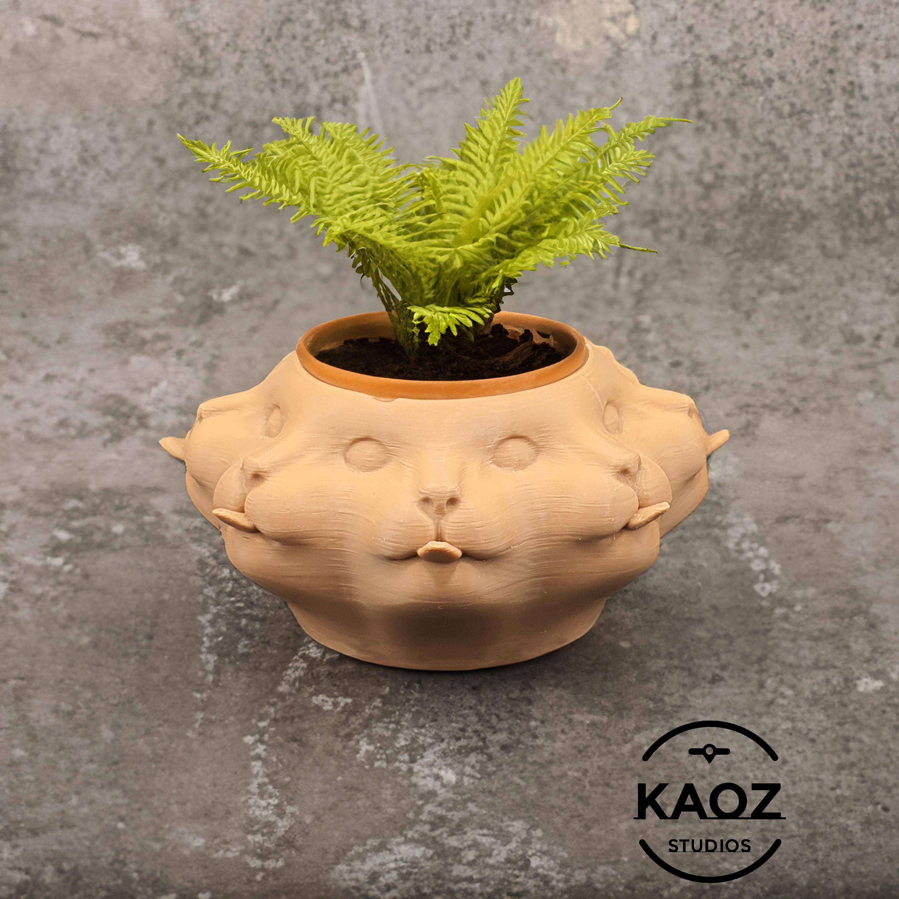 Cat Planter Vase Poly-Cat with Drain Holes 3d model