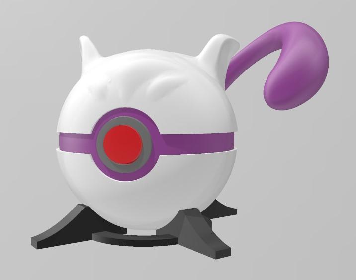 MewtBall Mewtwo Themed Pokeball - Fan Art 3d model