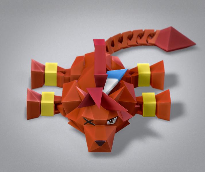 Low Poly Flexi Red XIII 3d model