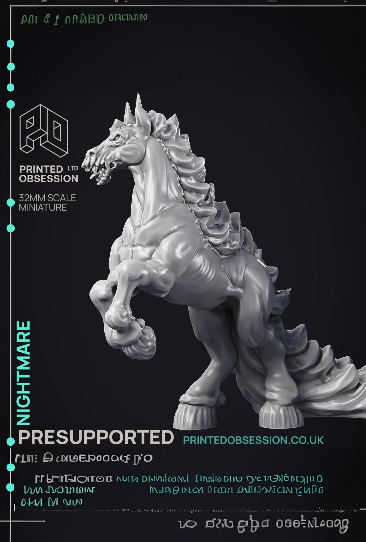 Nightmare - Large Demon Horse - PRESUPPORTED - Hell Hath No Fury - 32mm Scale  3d model