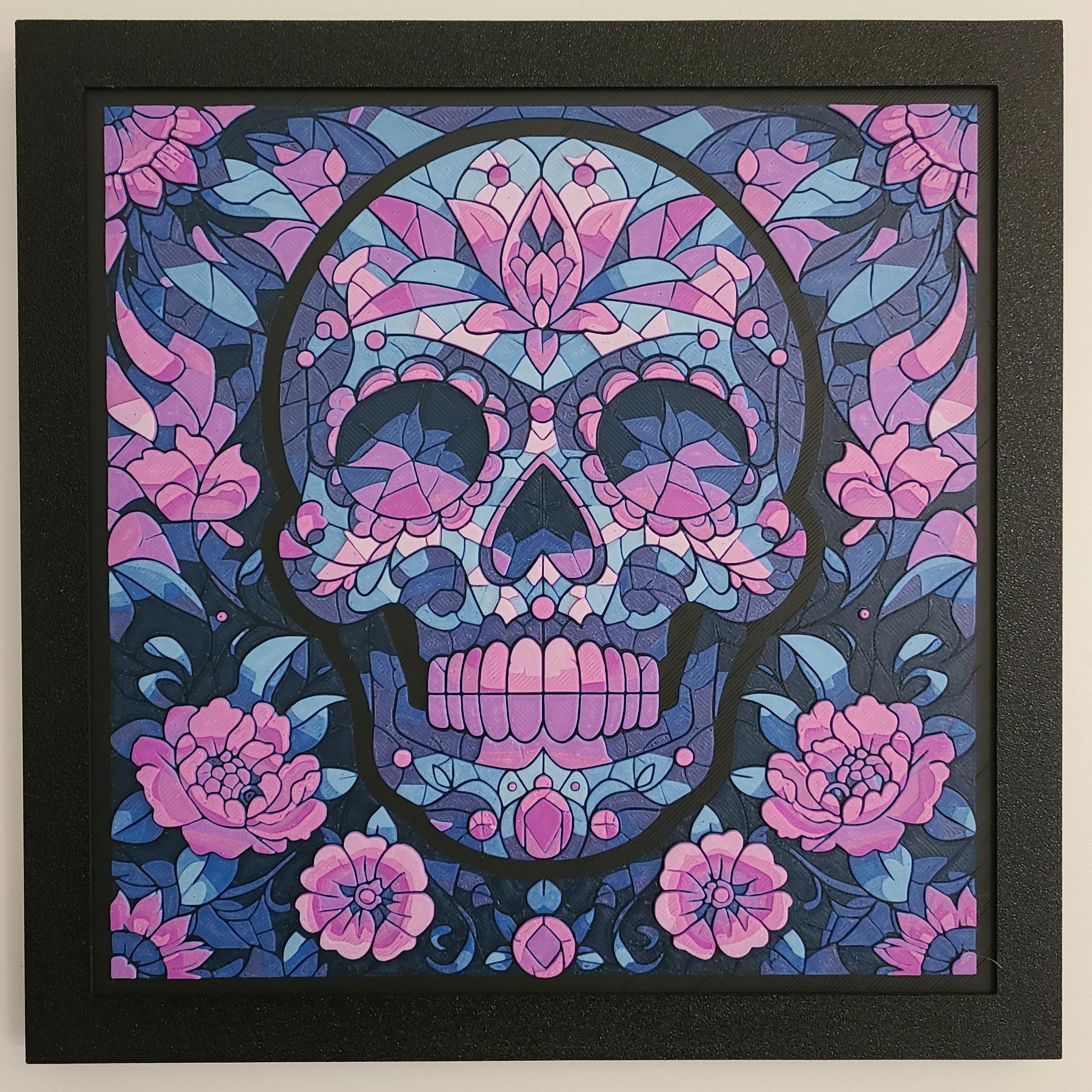 Stained Glass Sugar Skull - Filament Painting 3d model