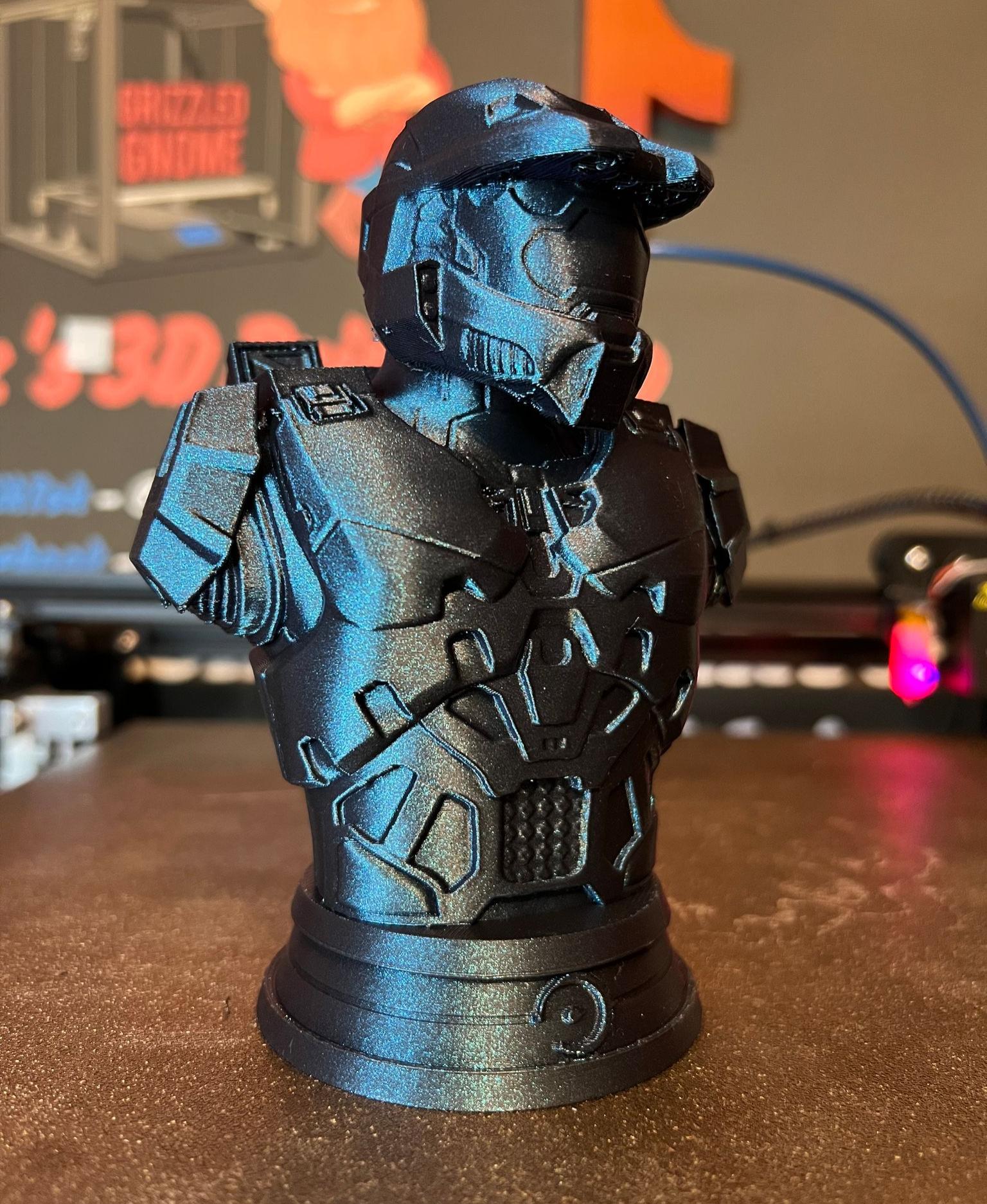 Master Chief Bust  - the chief in burnt titanium - 3d model