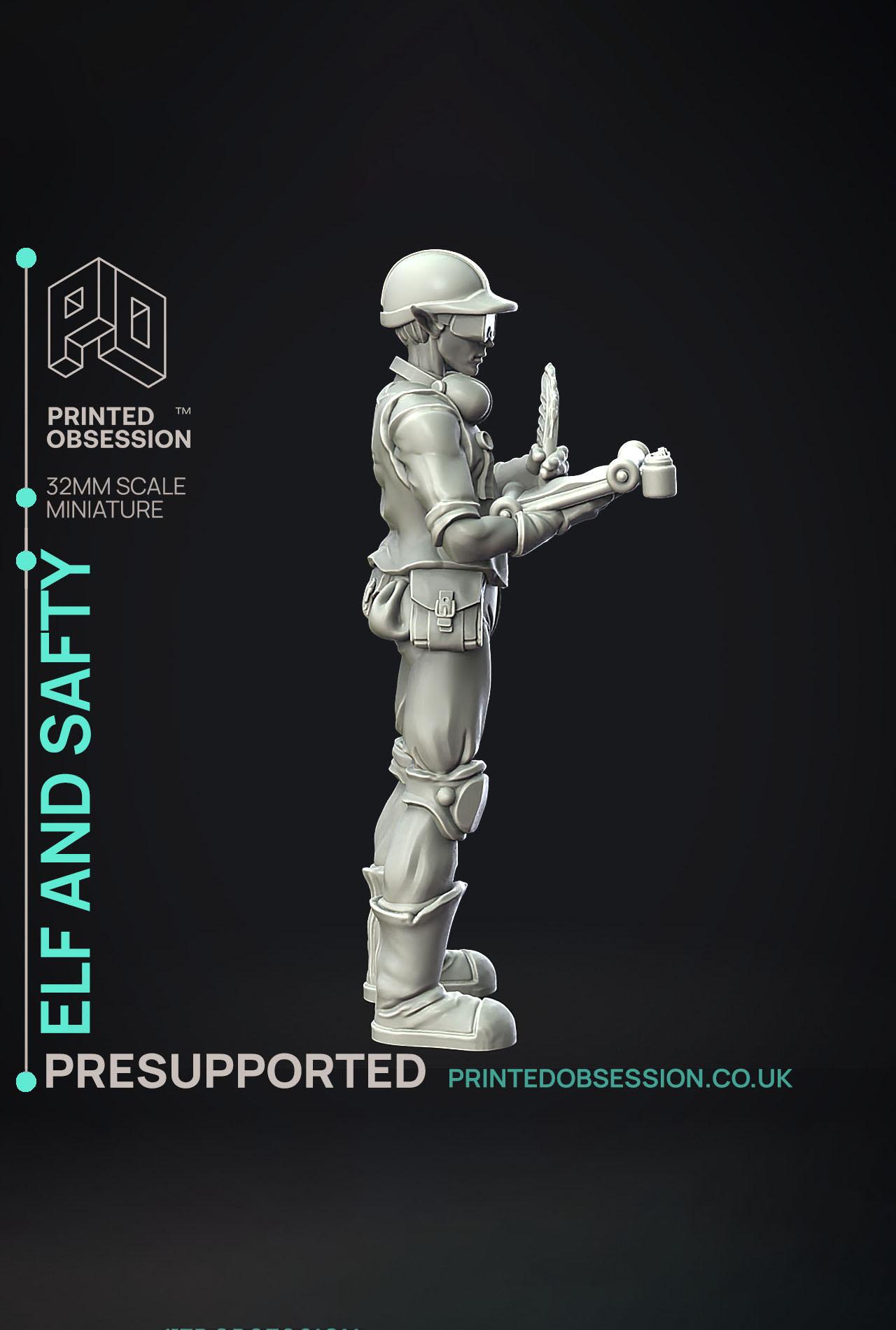 Elf and Safty - Dungeon Cleaning Inc - PRESUPPORTED - Illustrated and Stats - 32mm scale			 3d model