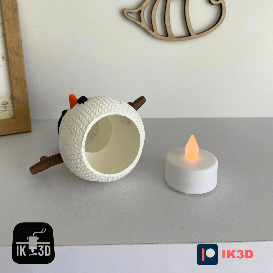 Knitted Snowman Candle Holder / Ornament / Figurine / Multiparts / 3MF 3d model