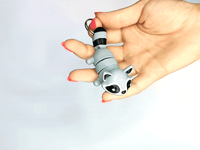 Cute Flexi Pets Raccoon (Keychain & Magnet) 3d model