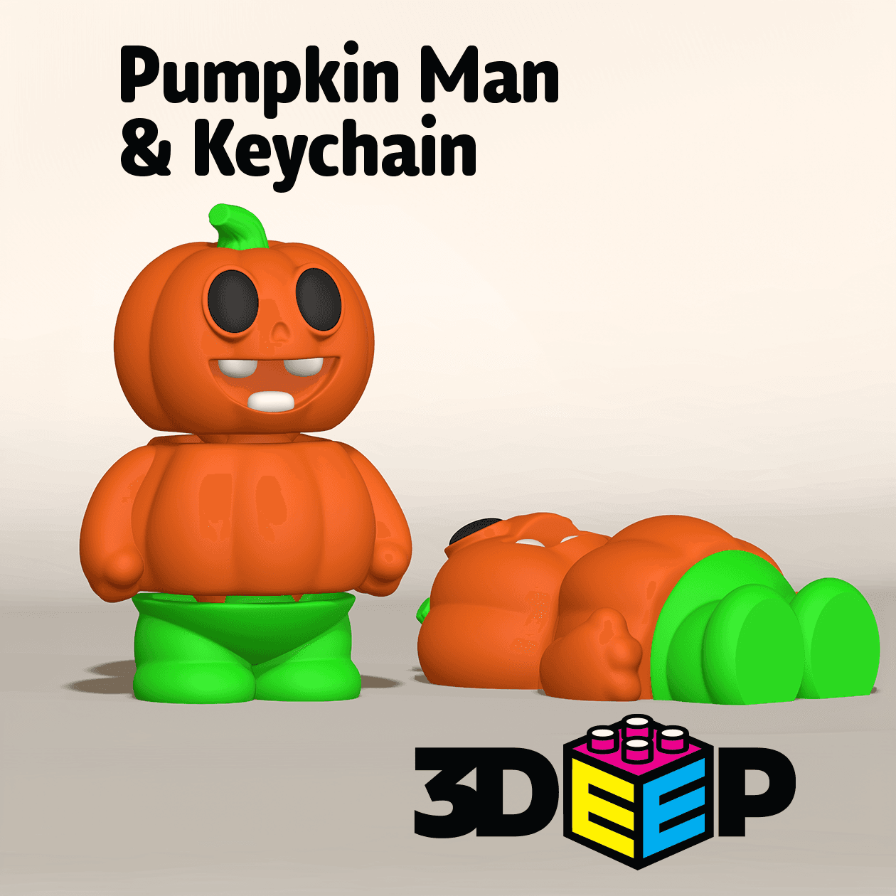 Pumpkin Man & Keychain - Print in place - No Supports 3d model