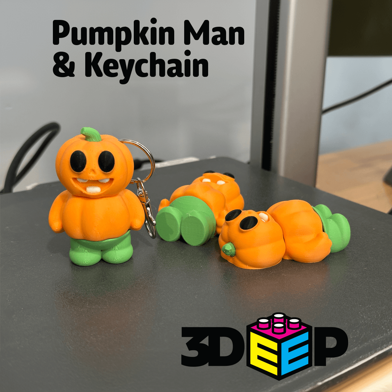 Pumpkin Man & Keychain - Print in place - No Supports 3d model