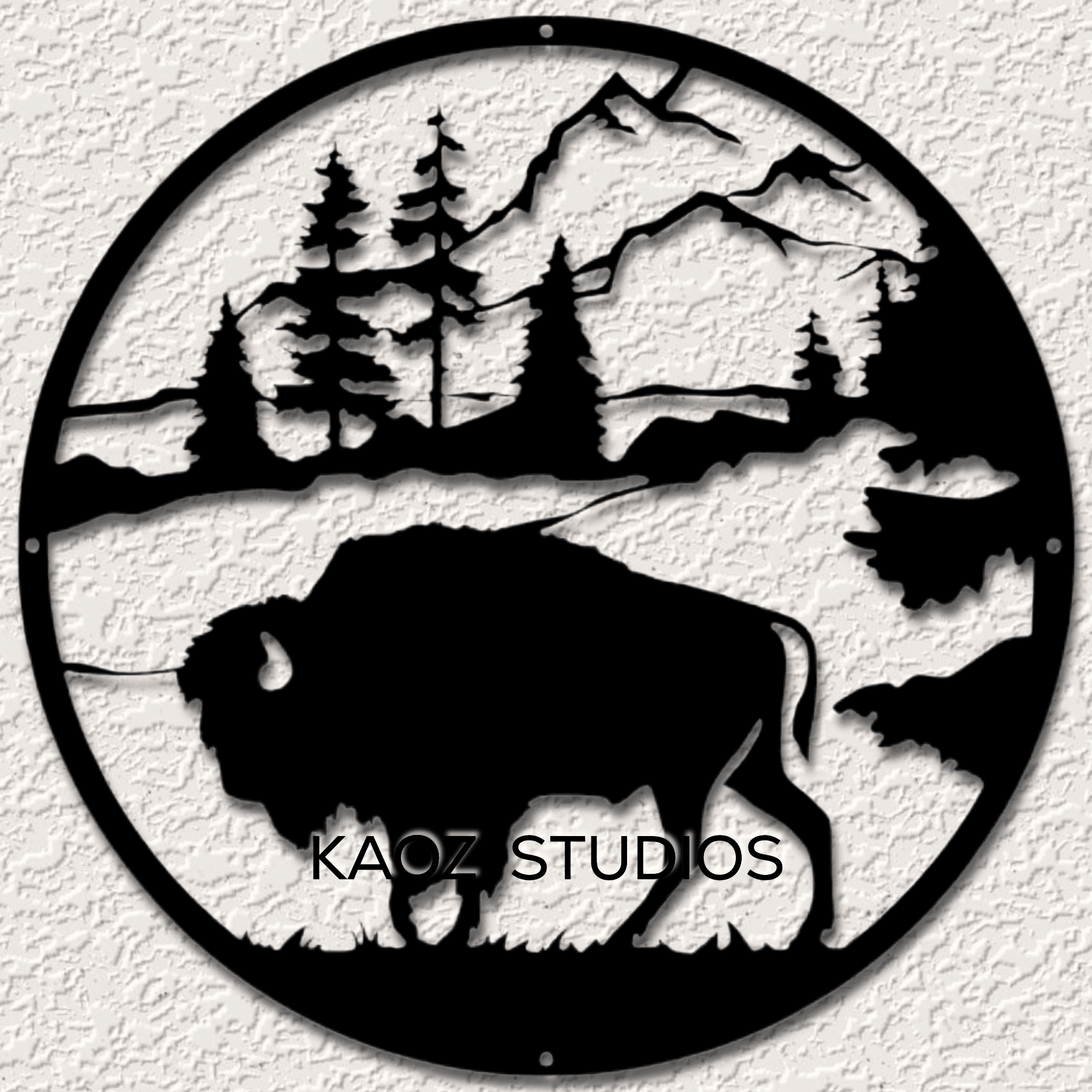 6 pack mountain scenery wall art bear wolf bison owl cabin deer wall decor woodland 3d model