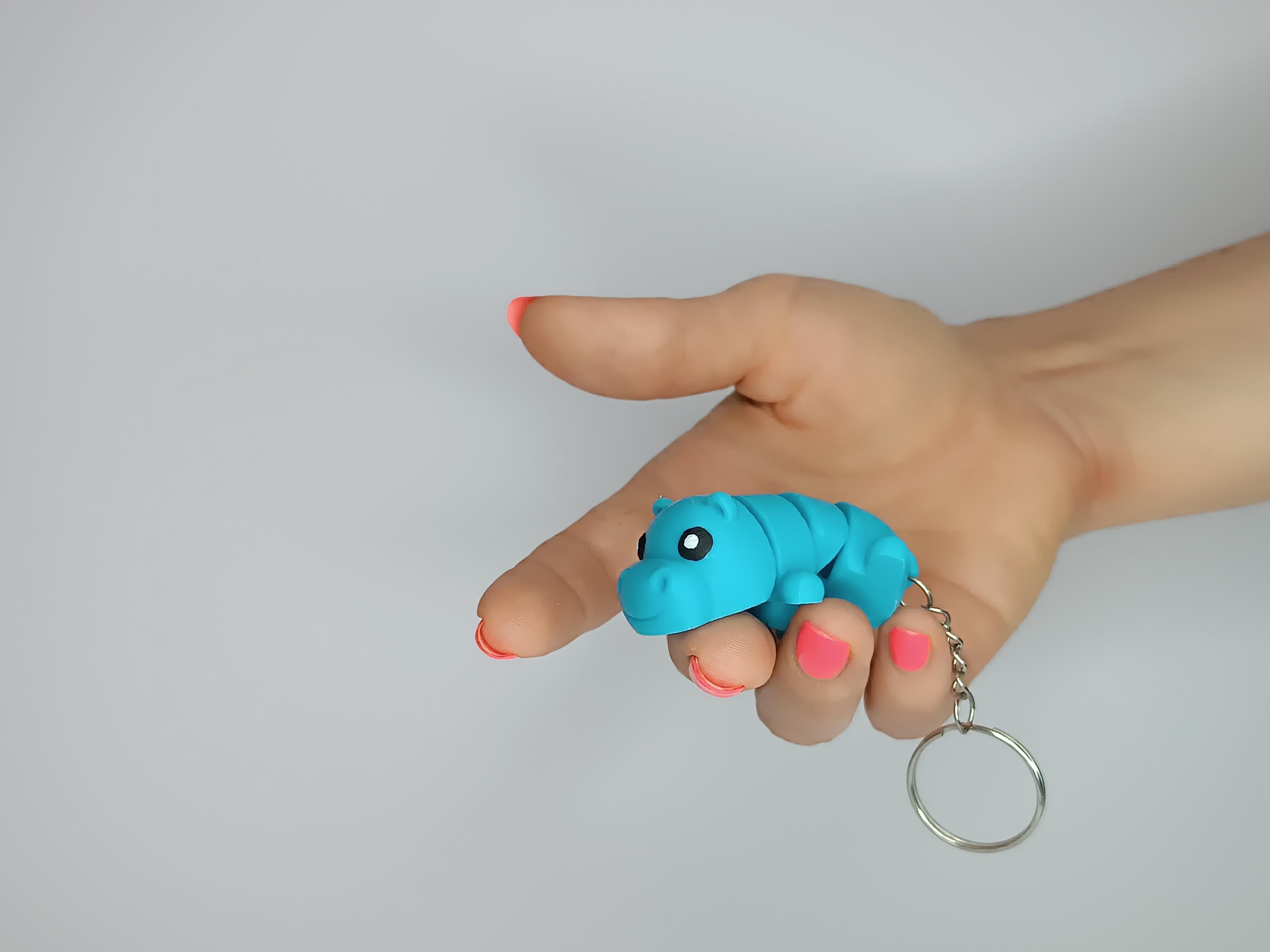 Cute Flexi Pets Hippo (Keychain & Magnet) 3d model