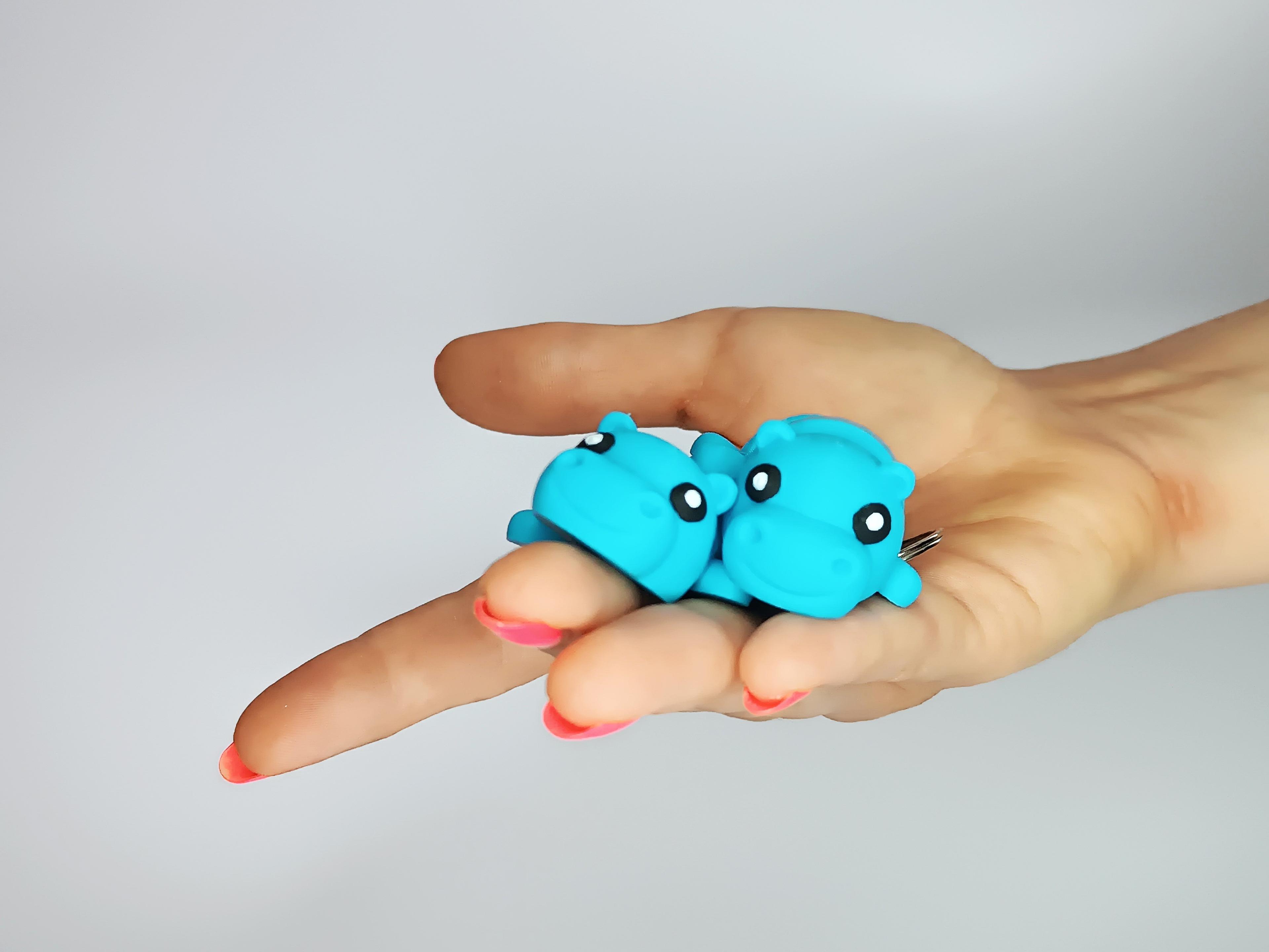 Cute Flexi Pets Hippo (Keychain & Magnet) 3d model