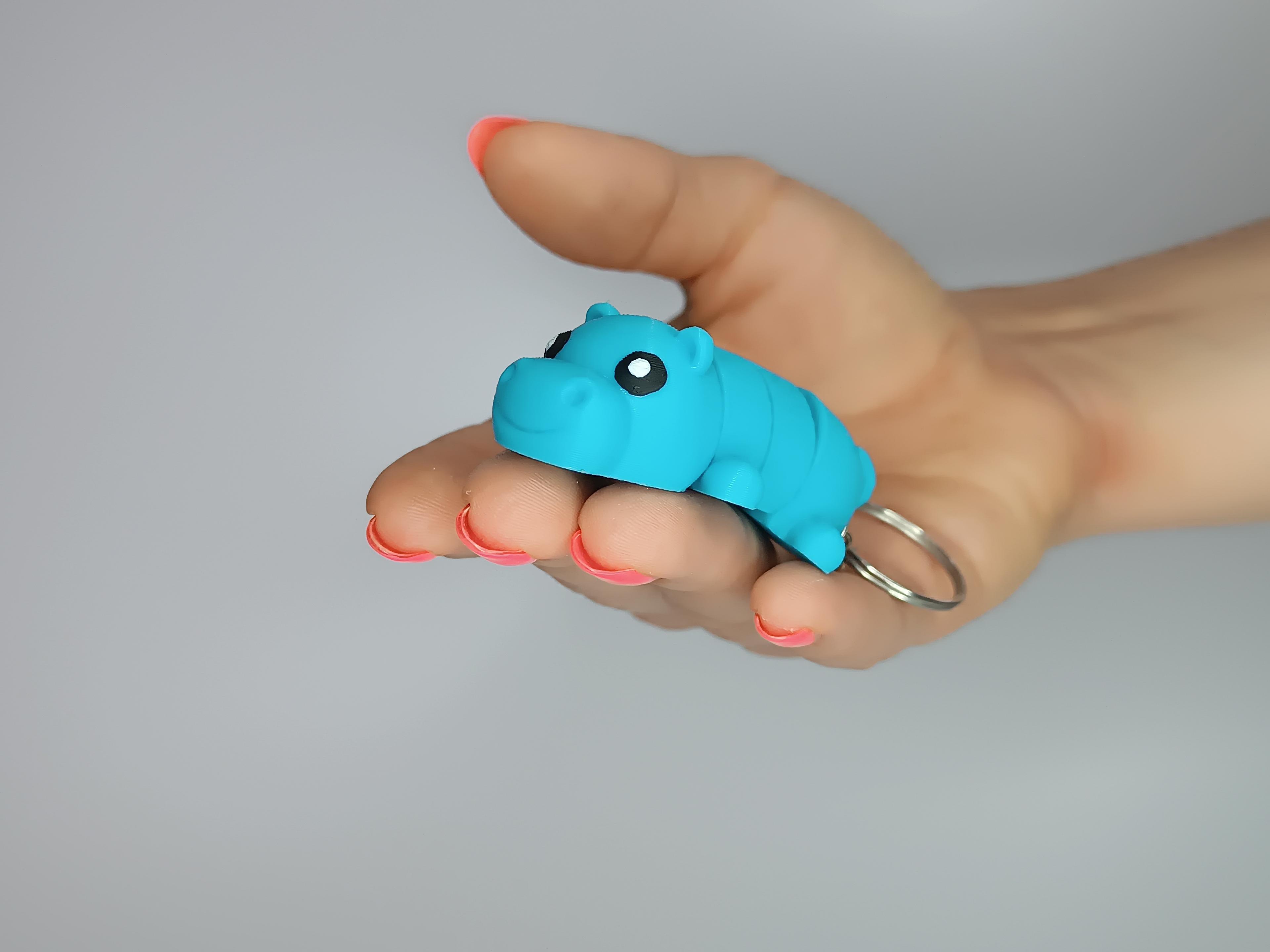 Cute Flexi Pets Hippo (Keychain & Magnet) 3d model