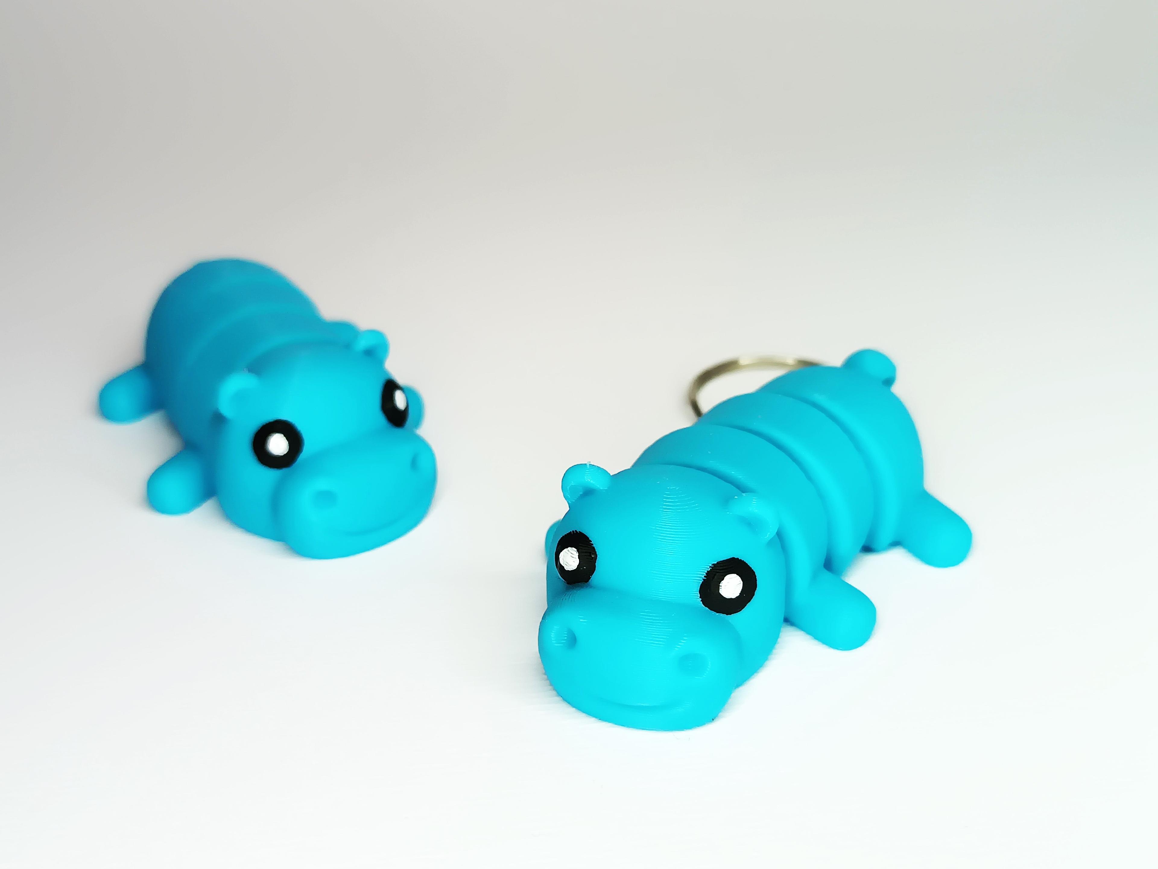 Cute Flexi Pets Hippo (Keychain & Magnet) 3d model