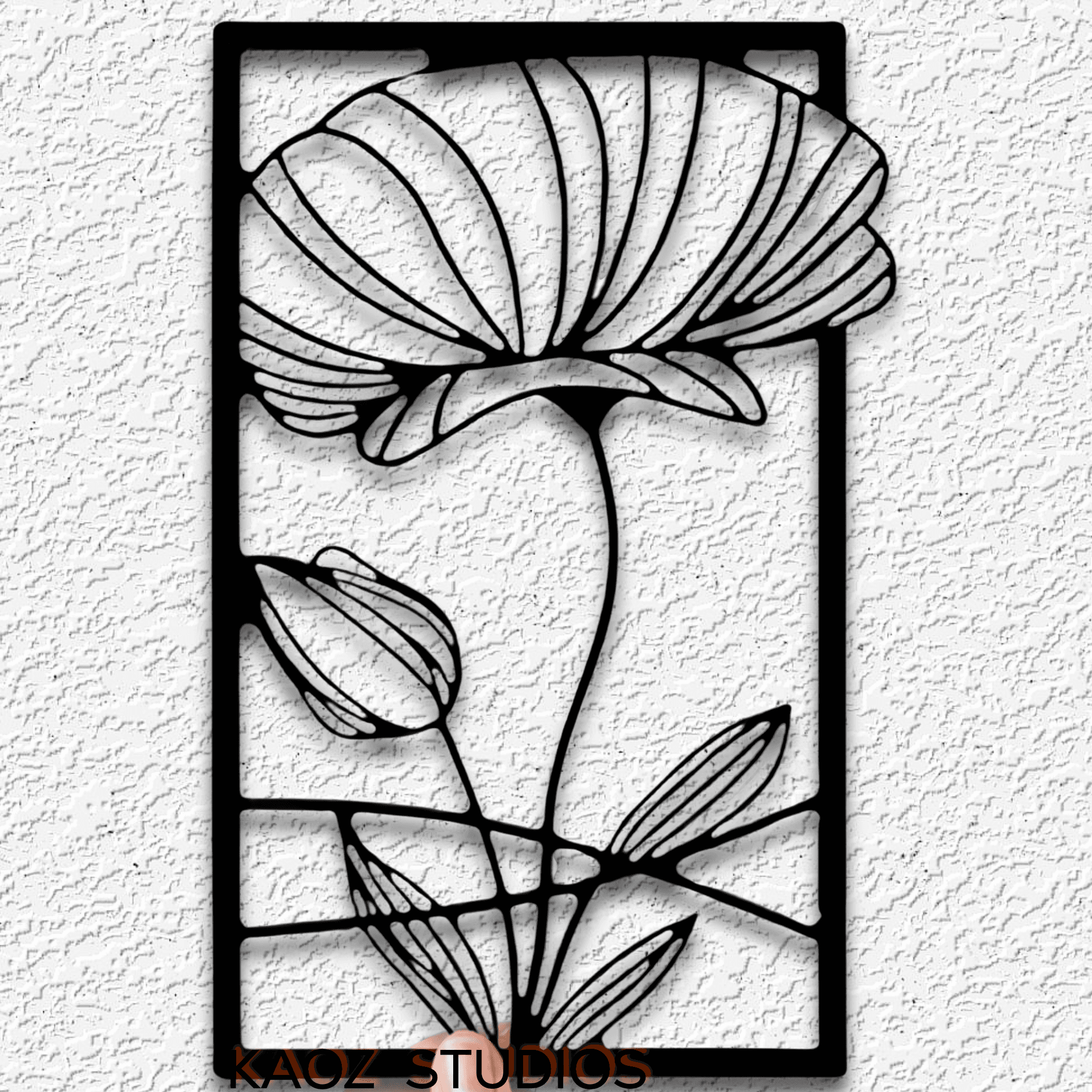 flower panel 3 of 4 wall art panoramic flowers wall decor 3d model