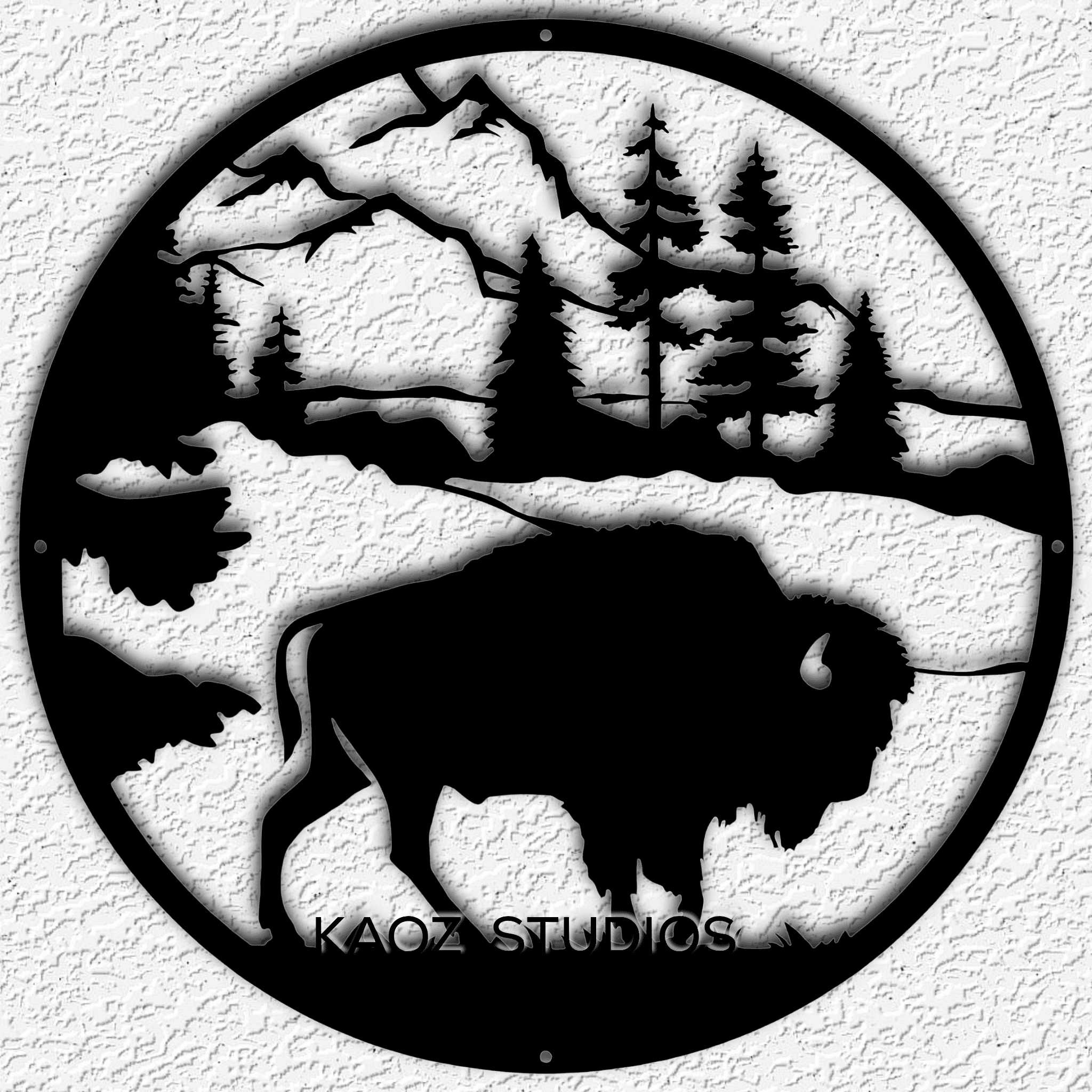buffalo wall art bison wall decor wildlife scenery decoration 3d model