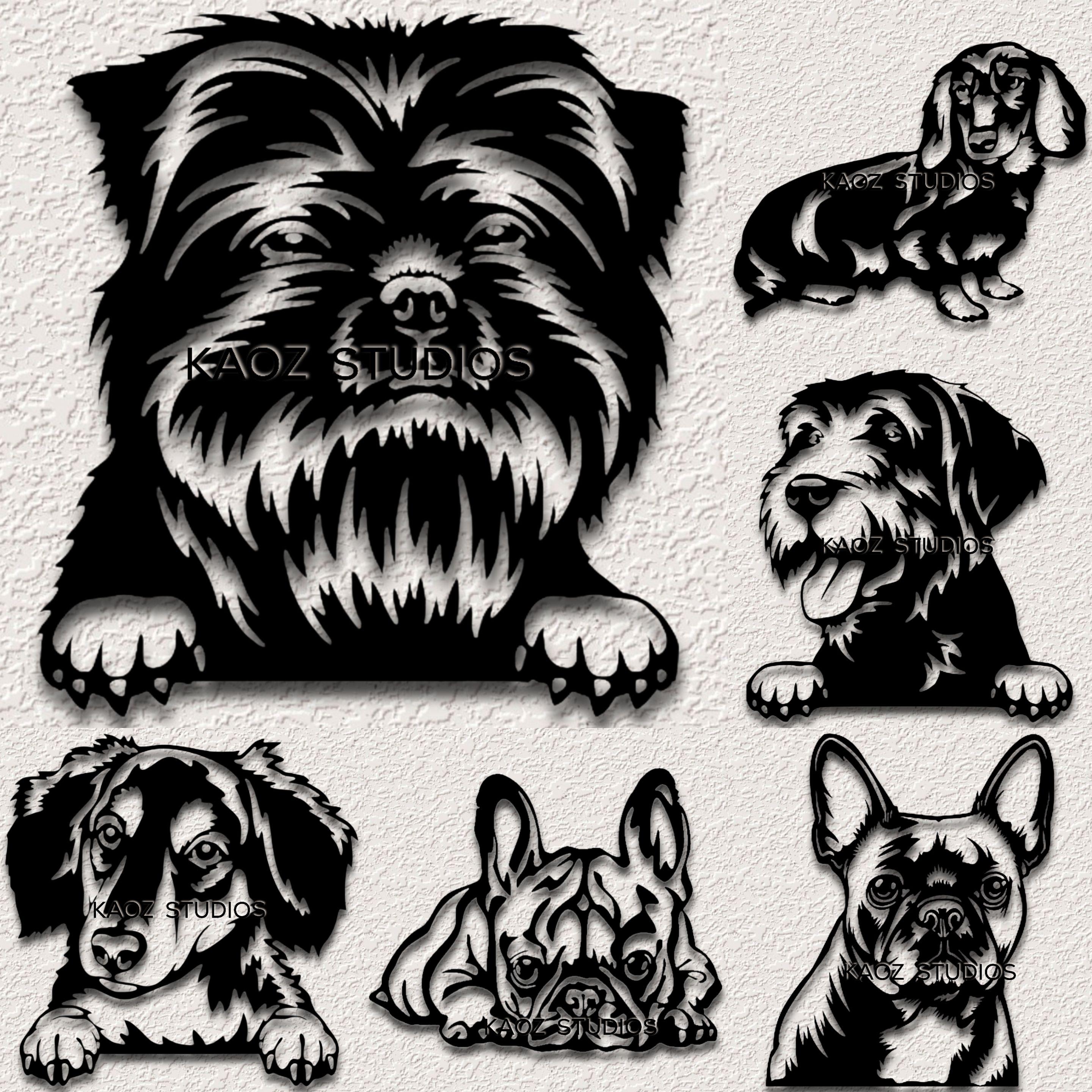 6 dog pack wall art dog breeds wall decor dogs decoration 3d model